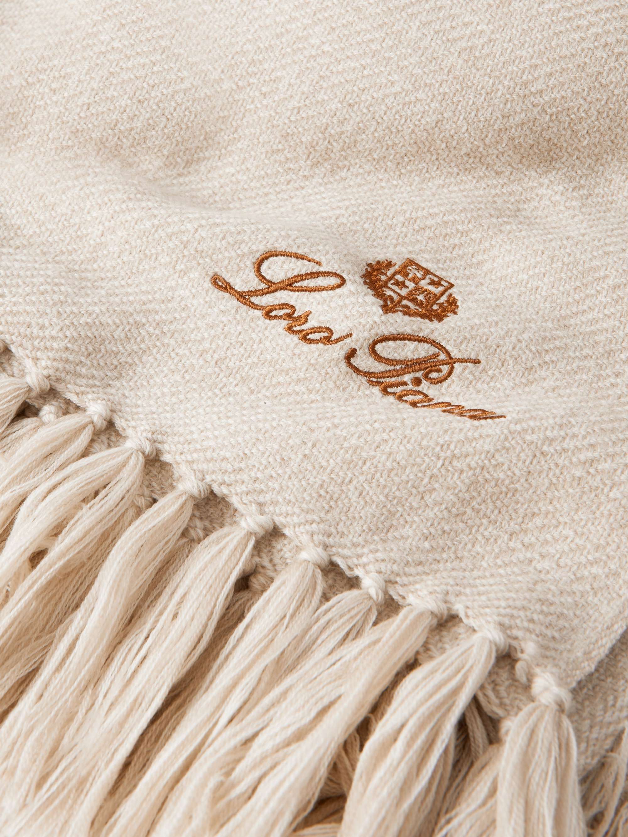 LORO PIANA Logo-Embroidered Fringed Wool Throw