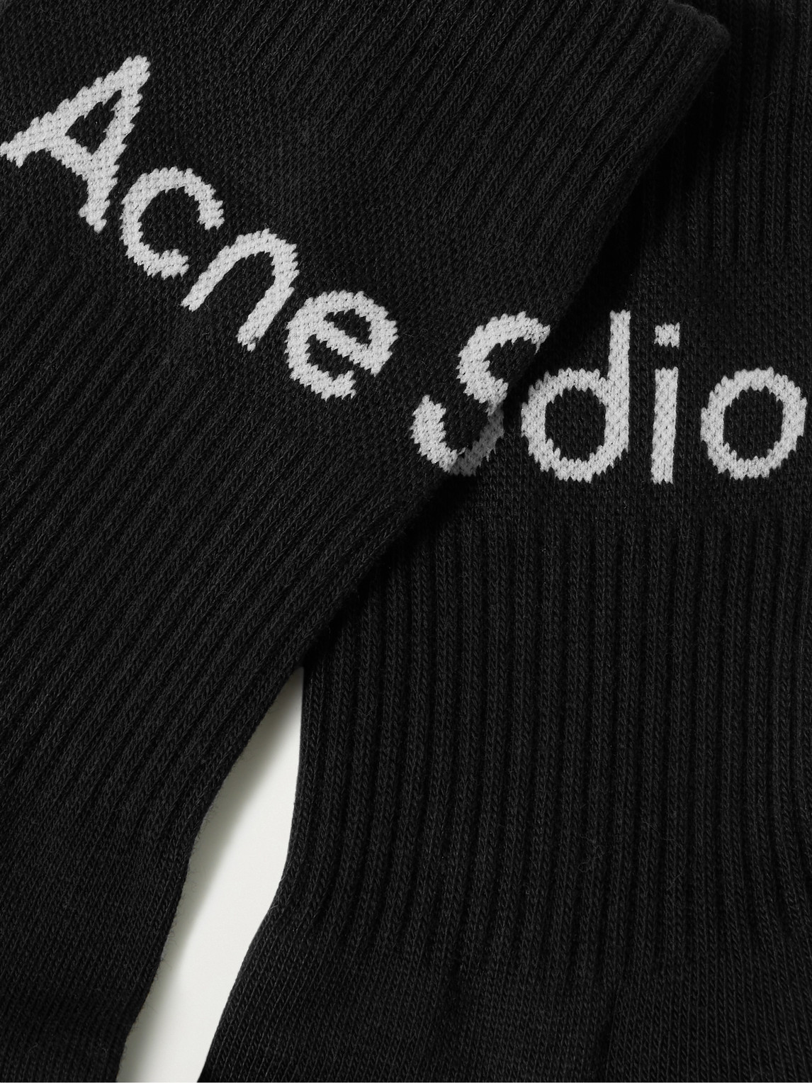 Shop Acne Studios Logo-jacquard Cotton-blend Socks In Black