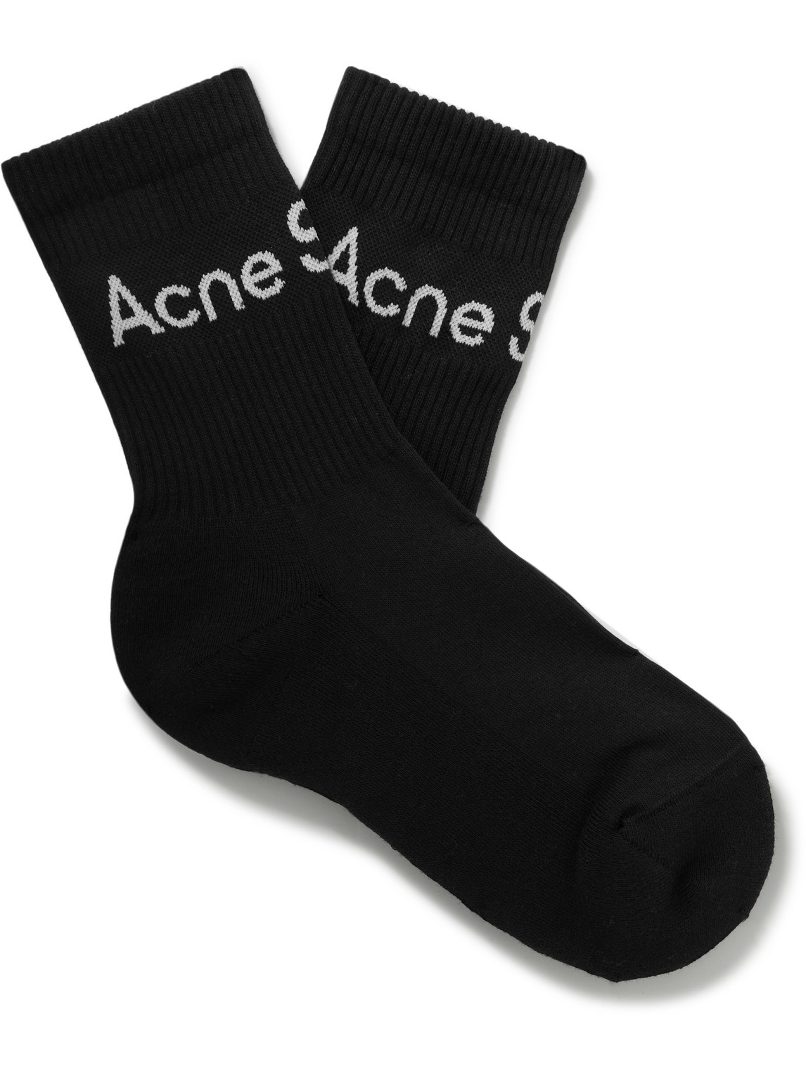 Acne Studios Logo-jacquard Cotton-blend Socks In Black