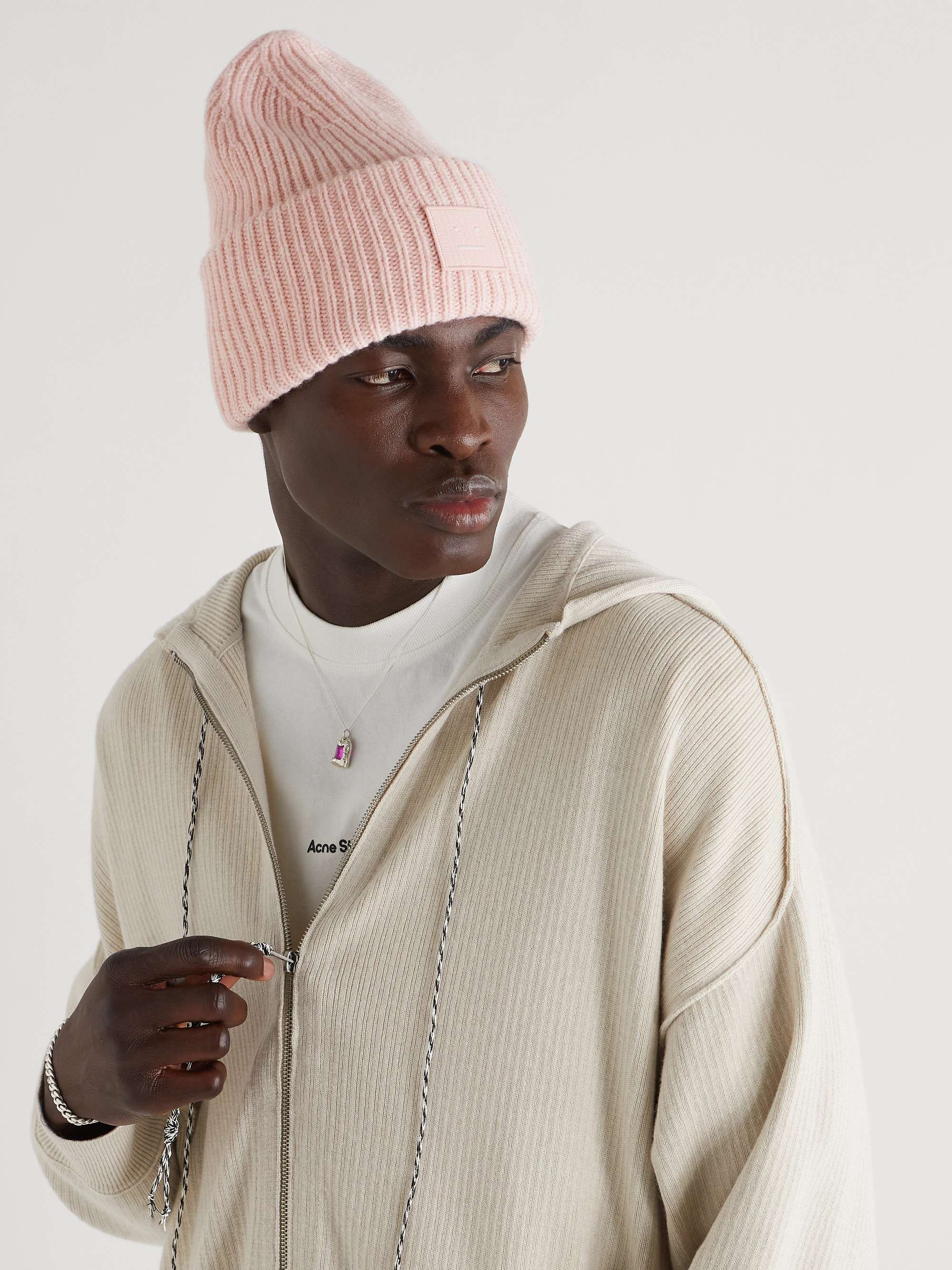 ACNE STUDIOS Logo-Appliquéd Ribbed Wool Beanie