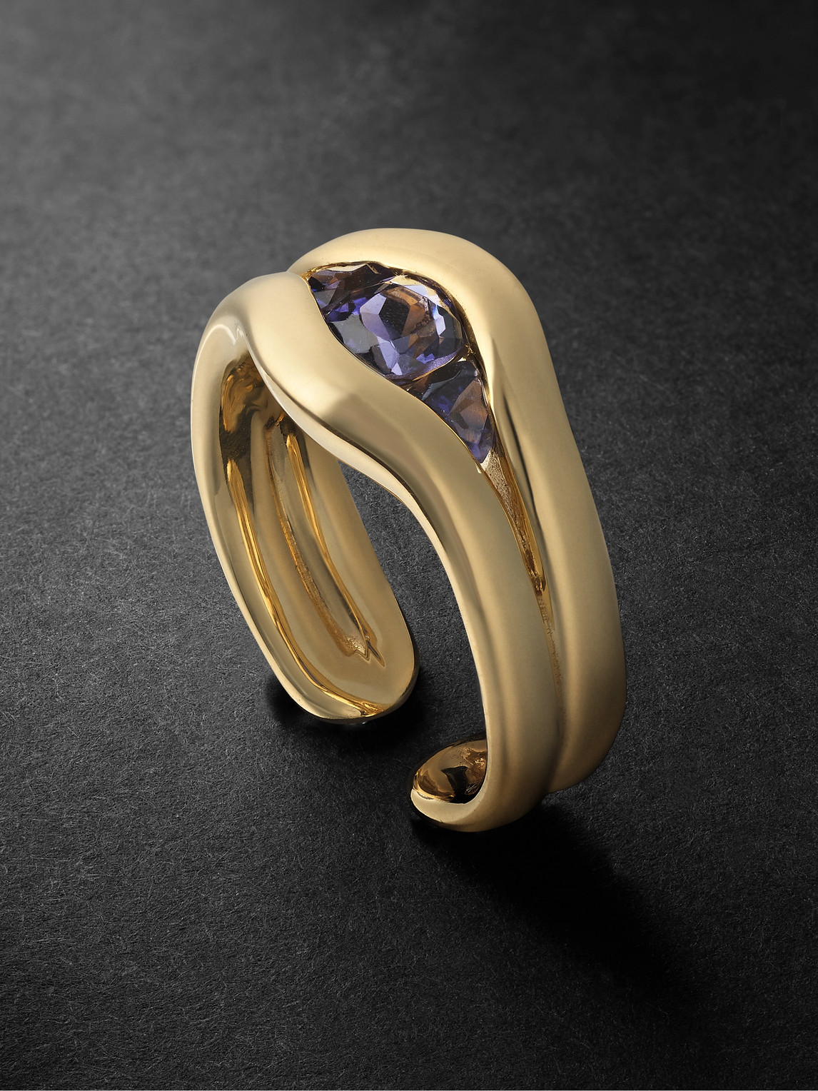 Trillion 18-Karat Gold Iolite Ring