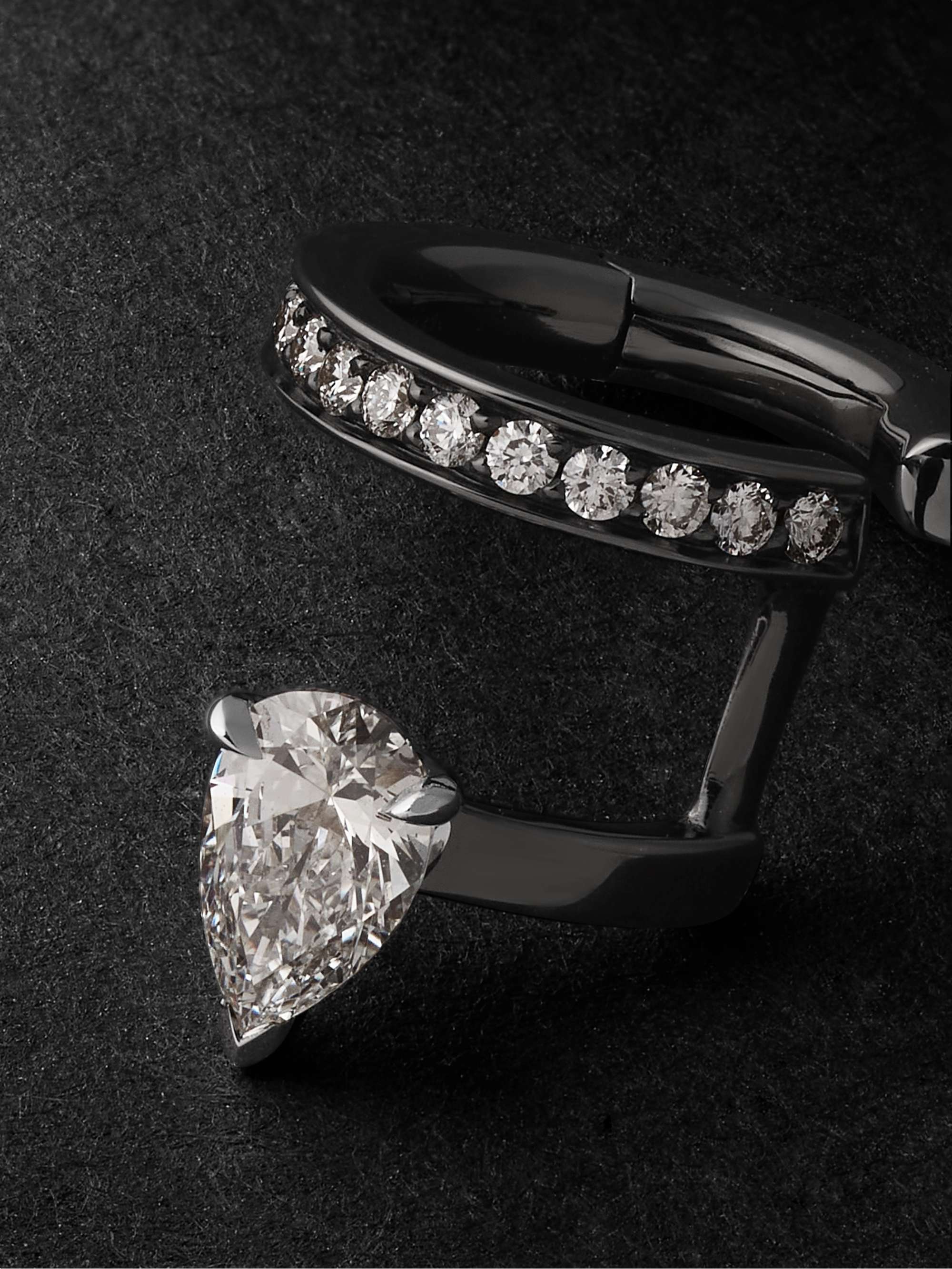 REPOSSI Serti Sur Vide Blackened Gold Diamond Ear Cuff