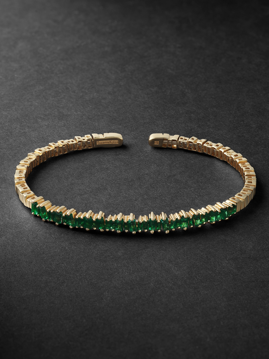 Suzanne Kalan Gold Emerald Cuff In Green