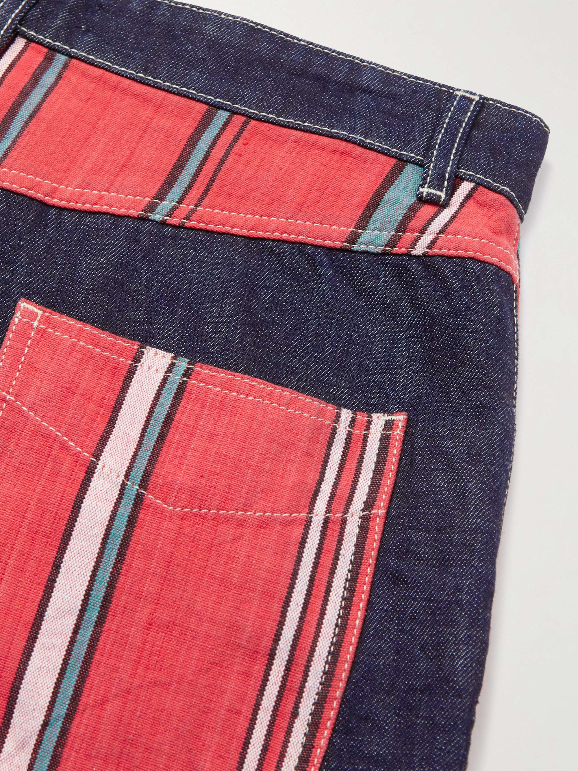 WALES BONNER Cotonou Straight-Leg Striped Panelled Jeans