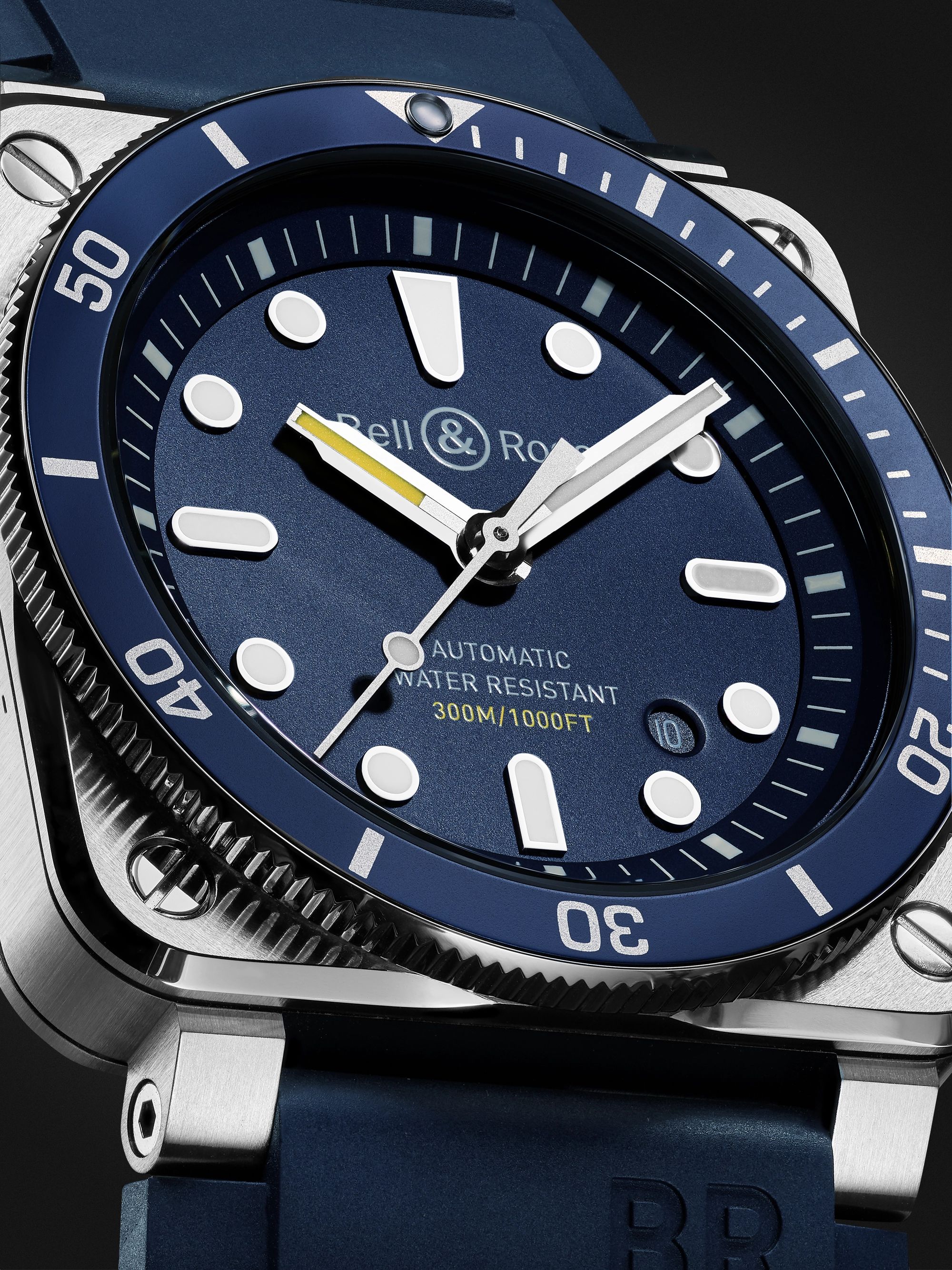 BELL & ROSS BR 03-92 Diver Blue Automatic 42mm Stainless Steel and Rubber Watch, Ref. No. BR0392-D-BU-ST/SRB