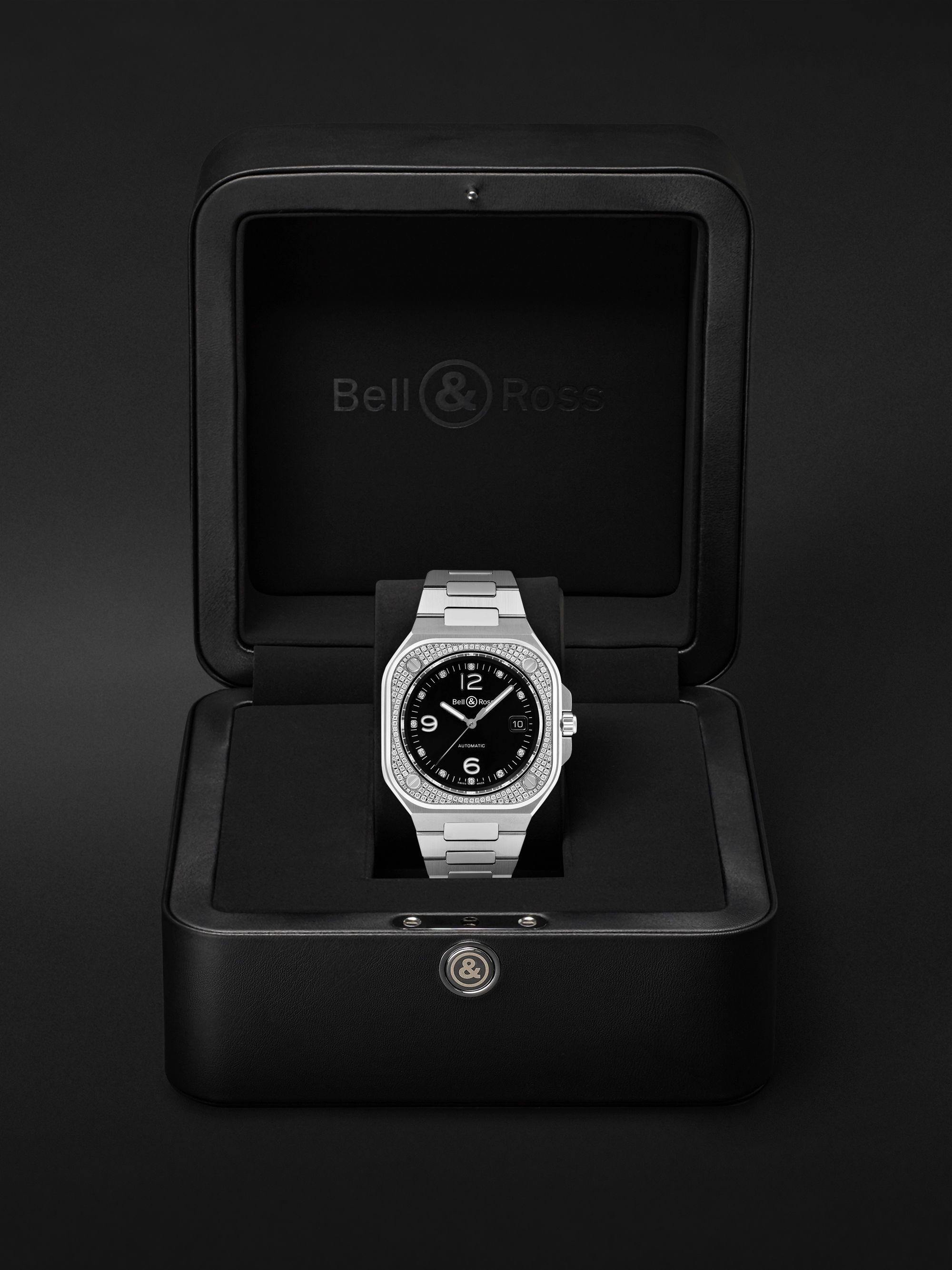 BELL & ROSS BR 05 Automatic 40mm Stainless Steel and Diamond Watch, Ref. No. BR05A-BL-STFLD/SST