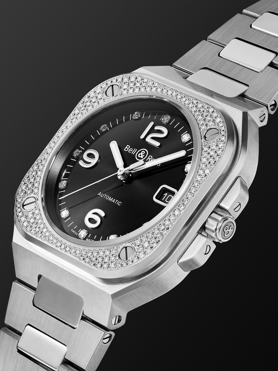  Bell & Ross - Br 05 Automatic 40mm Stainless Steel And Diamond Watch, Ref. No. Br05a-bl-stfld/sst - Men - Black 