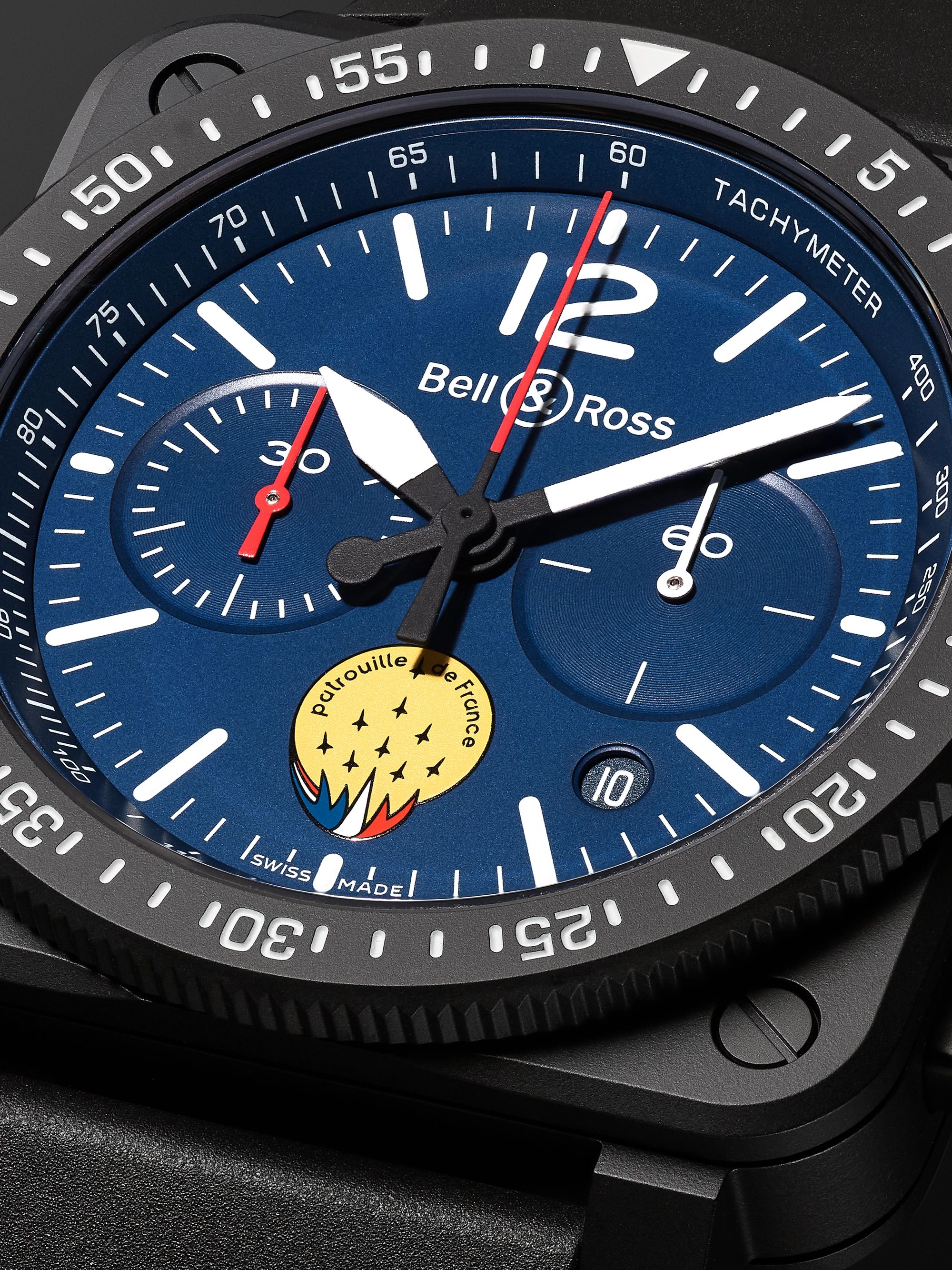 BELL & ROSS BR 03-94 PA94 Patrouille de France Limited Edition Chronograph Ceramic and Rubber Watch, Ref. No. BR0394-PAF1-CE/SRB