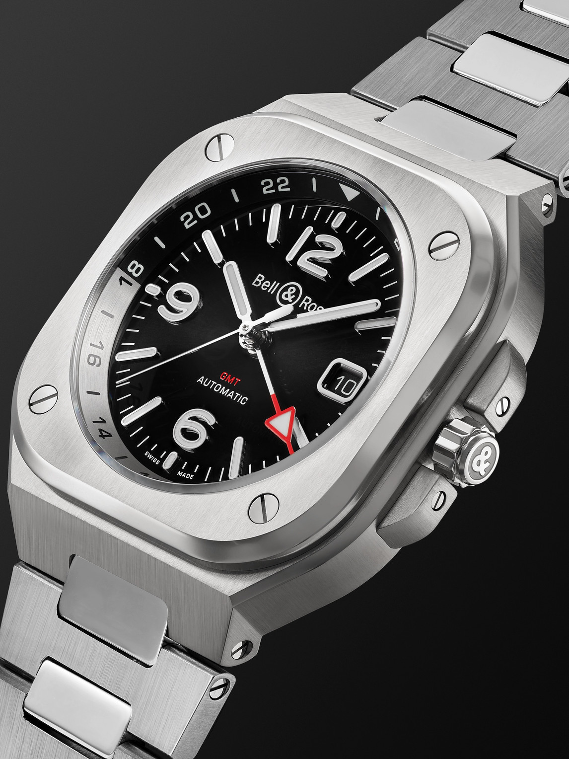  Bell & Ross - Br 05 Automatic Gmt 41mm Stainless Steel Watch, Ref. No. Br05g-bl-st/sst - Men - Black 
