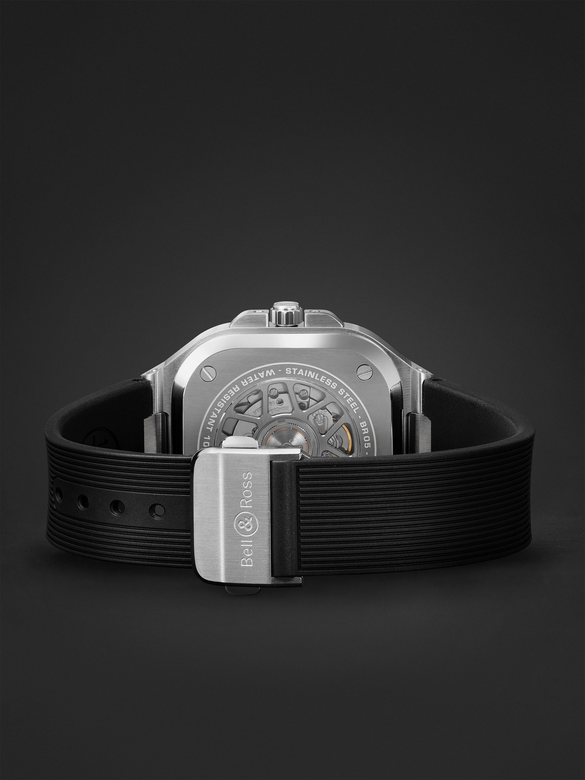 BELL & ROSS GMT Automatic 41mm Stainless Steel and Rubber Watch, Ref. No. BR05G-BL-ST/SRB