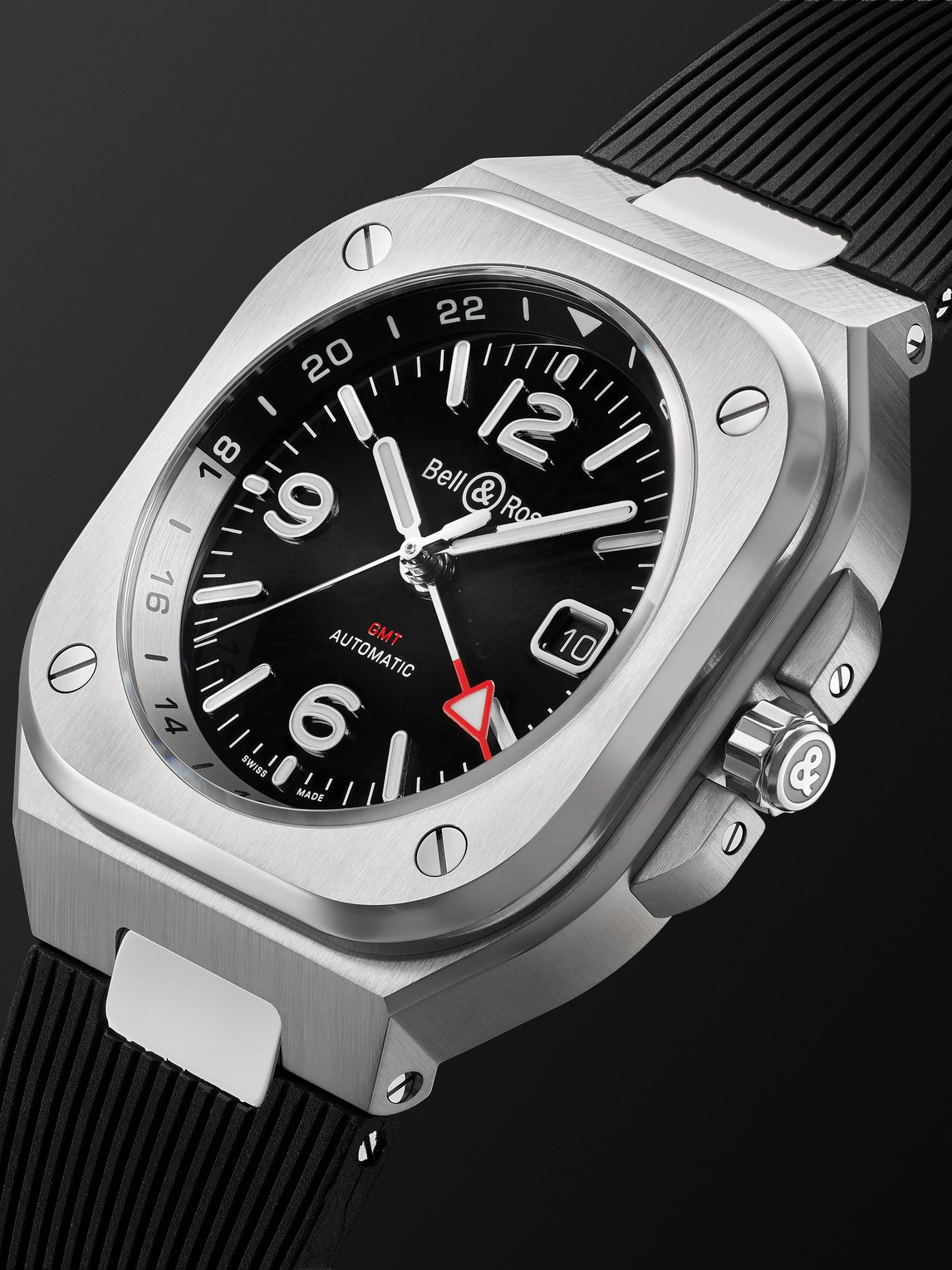  Bell & Ross - Br 05 Automatic Gmt 41mm Stainless Steel And Rubber Watch, Ref. No. Br05g-bl-st/srb - Men - Black 