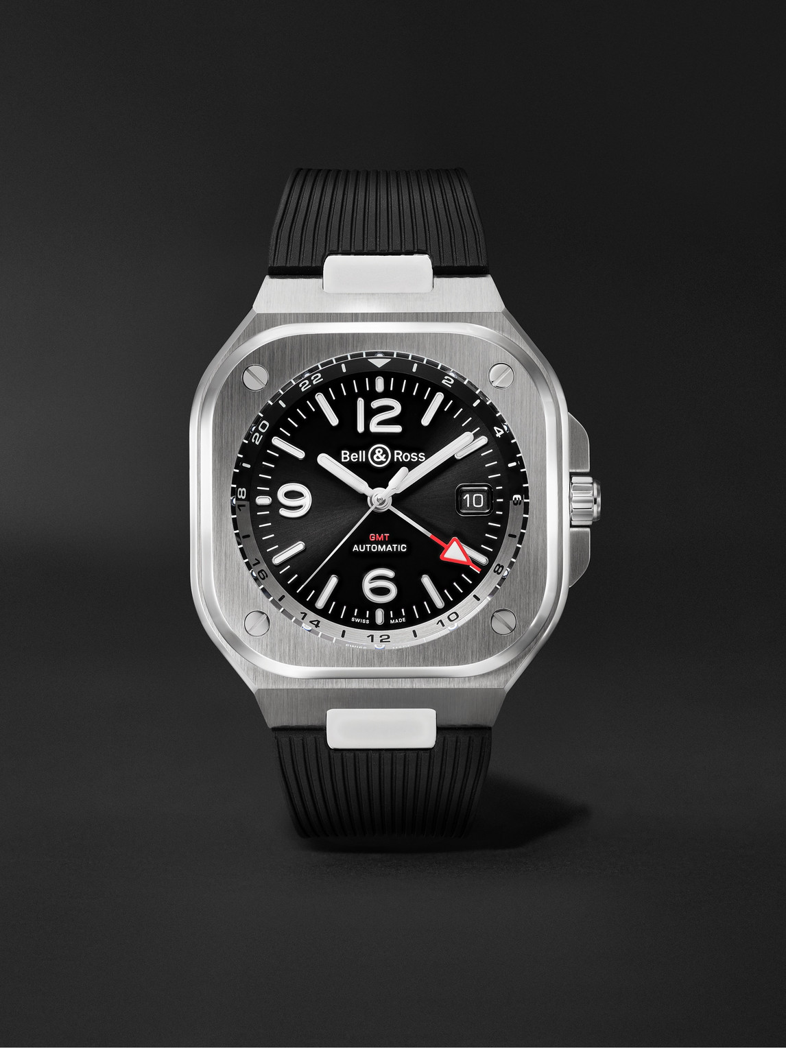 Bell & Ross BR 05 Automatic GMT 41mm Stainless Steel and Rubber Watch, Ref. No. BR05G-BL-ST/SRB - Men