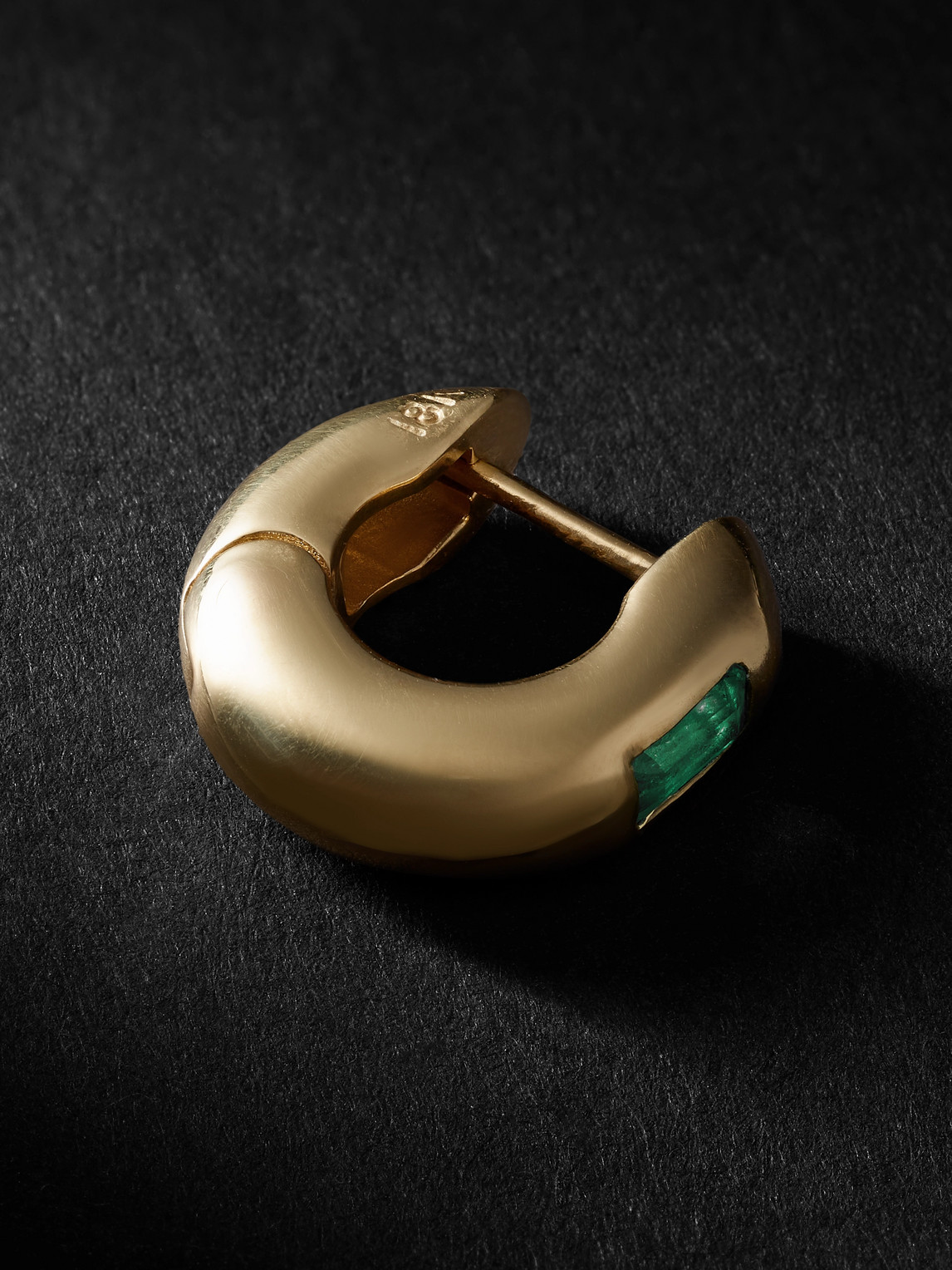 Bubble Gold Emerald Single Hoop Earring