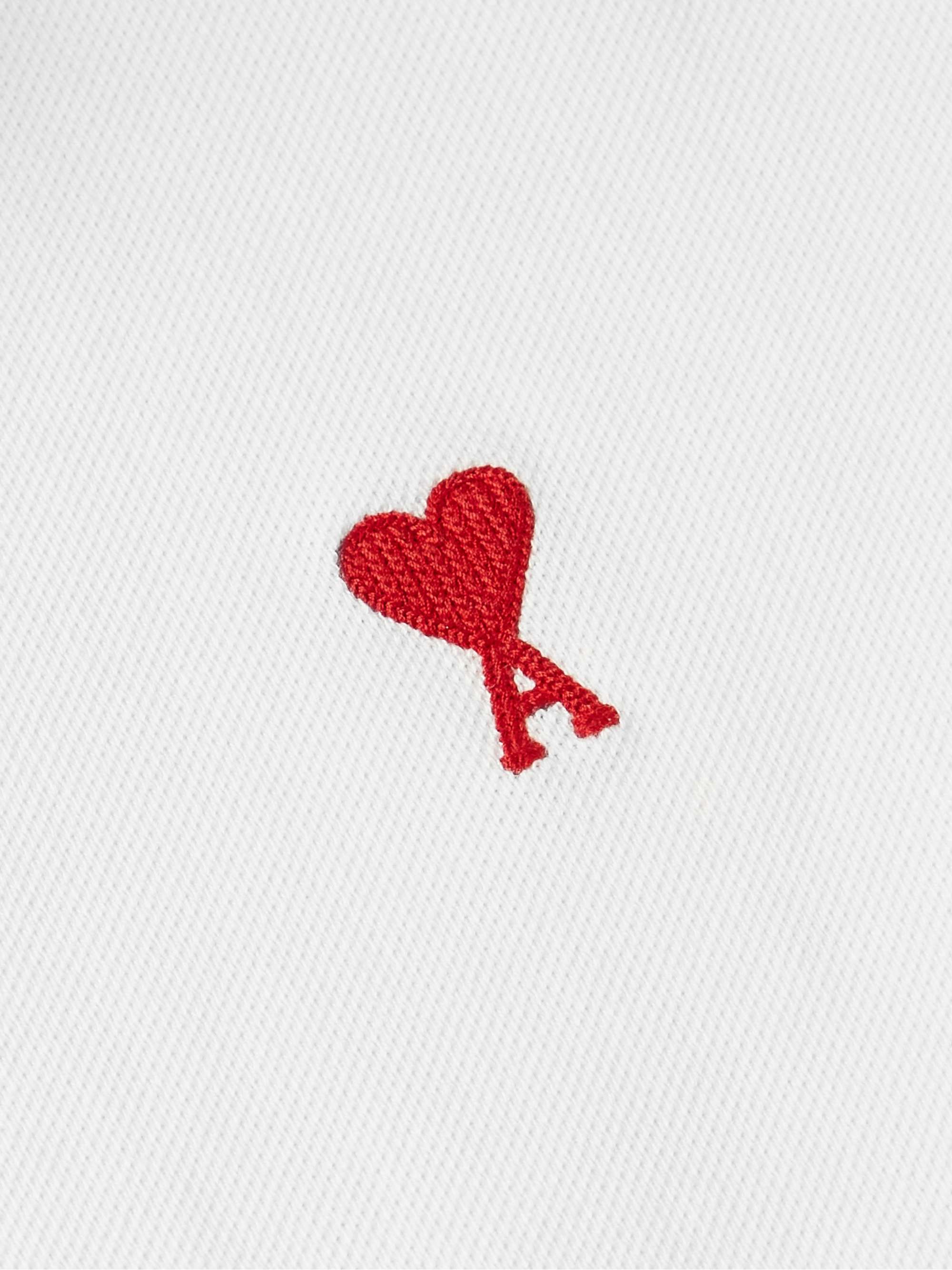 AMI PARIS Logo-Embroidered Cotton-Piqué Polo Shirt