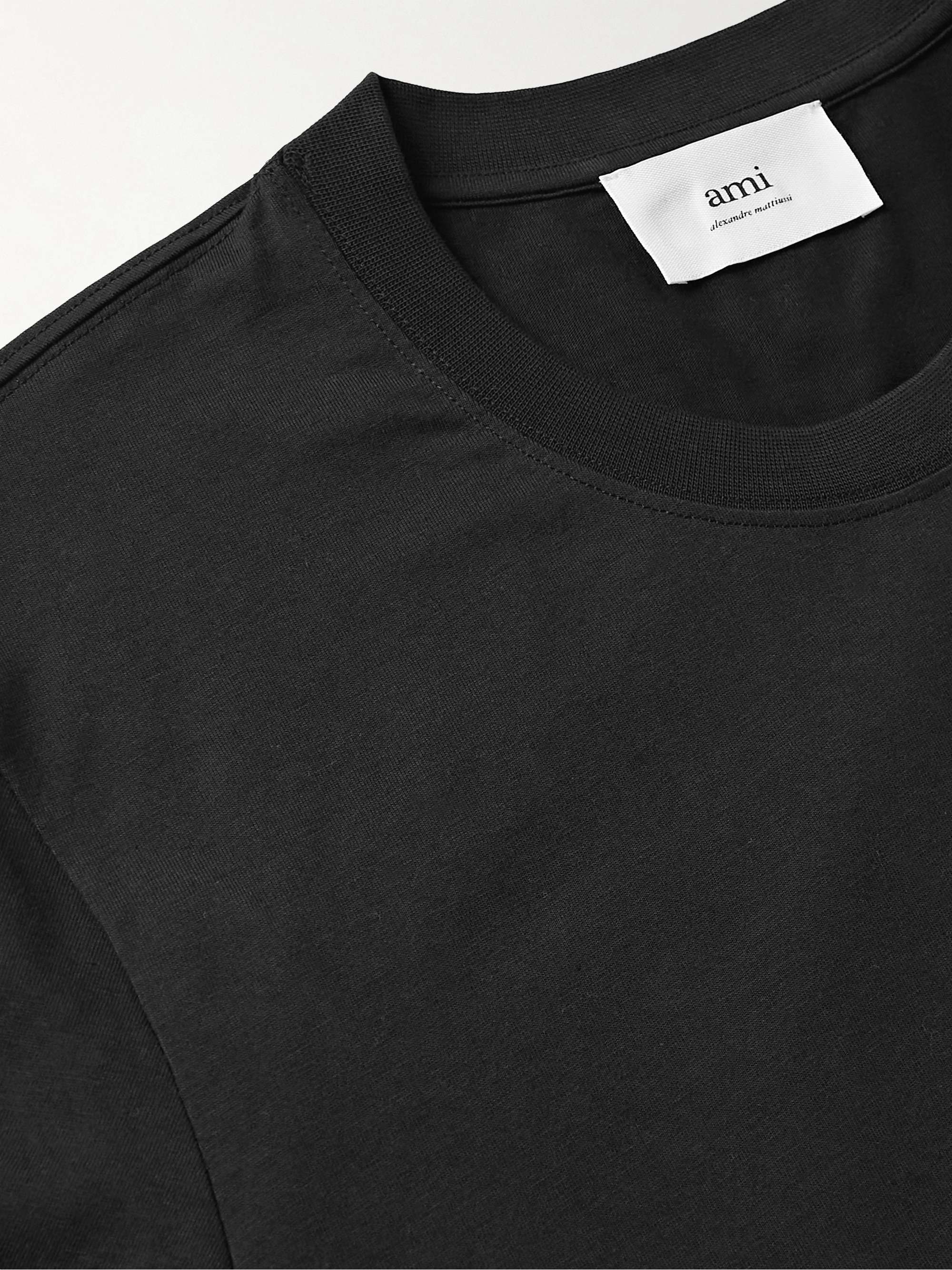 AMI PARIS Logo-Embroidered Cotton-Jersey T-Shirt