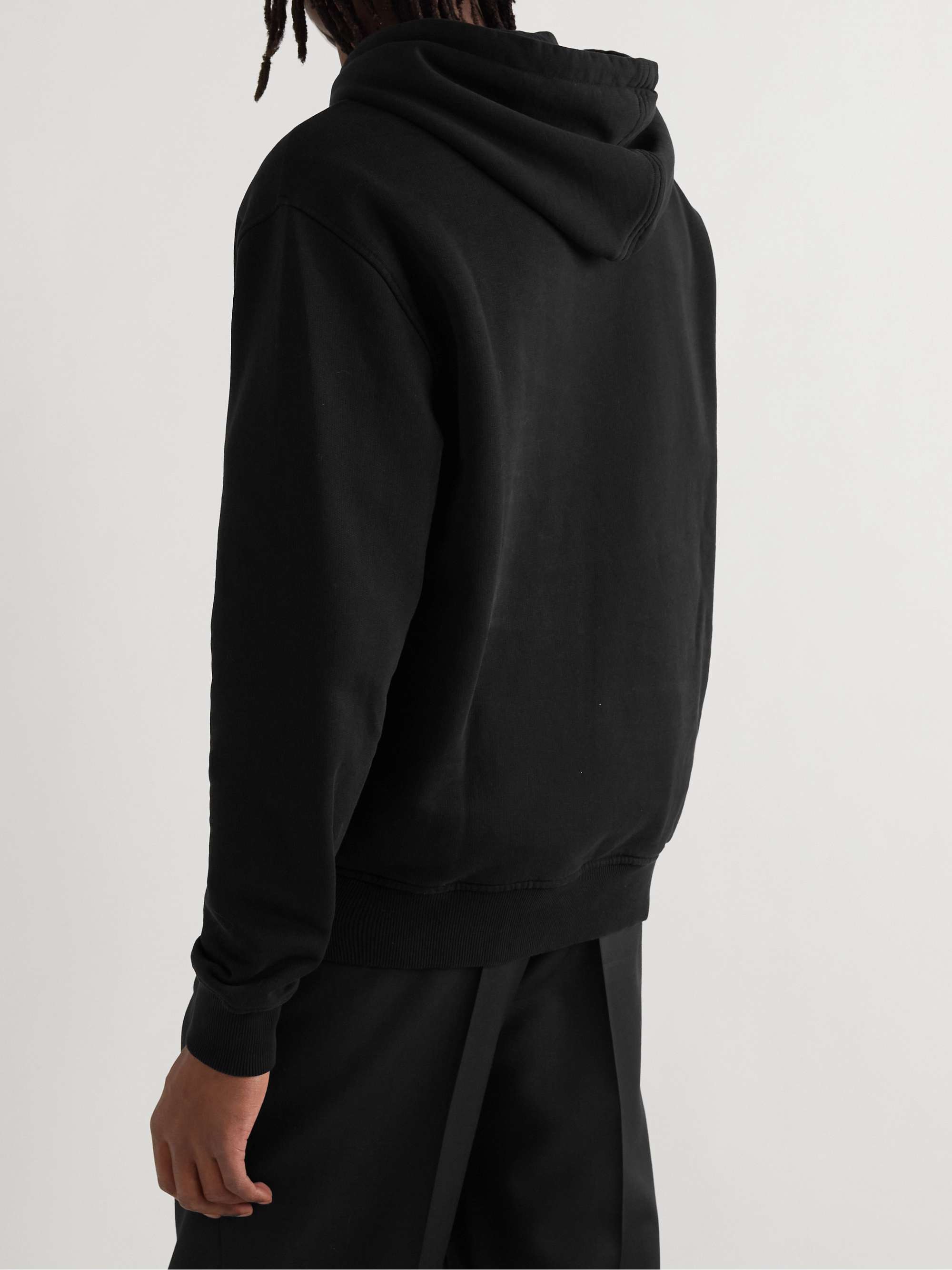 AMI PARIS Logo-Embroidered Cotton-Jersey Hoodie