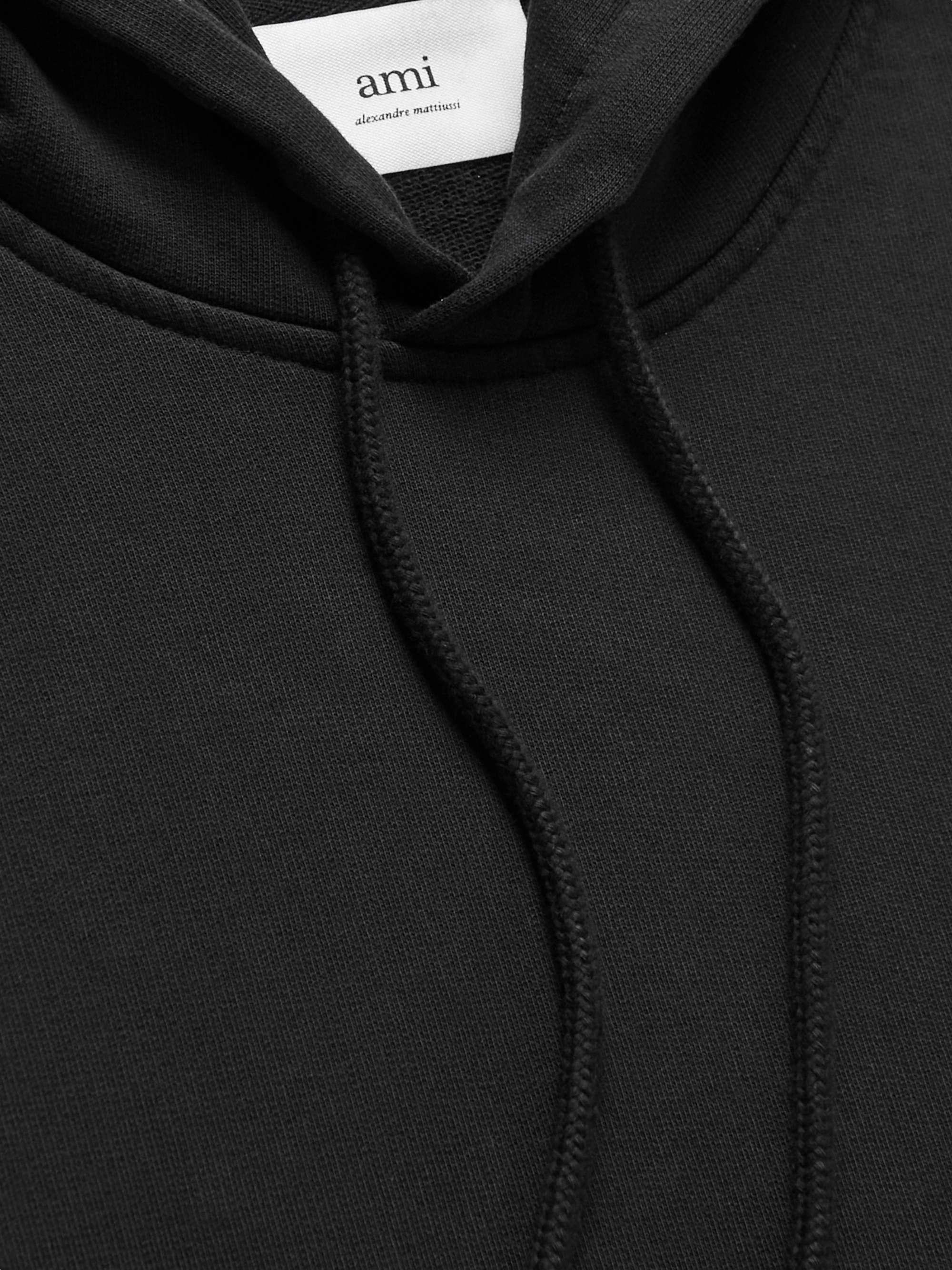 AMI PARIS Logo-Embroidered Cotton-Jersey Hoodie