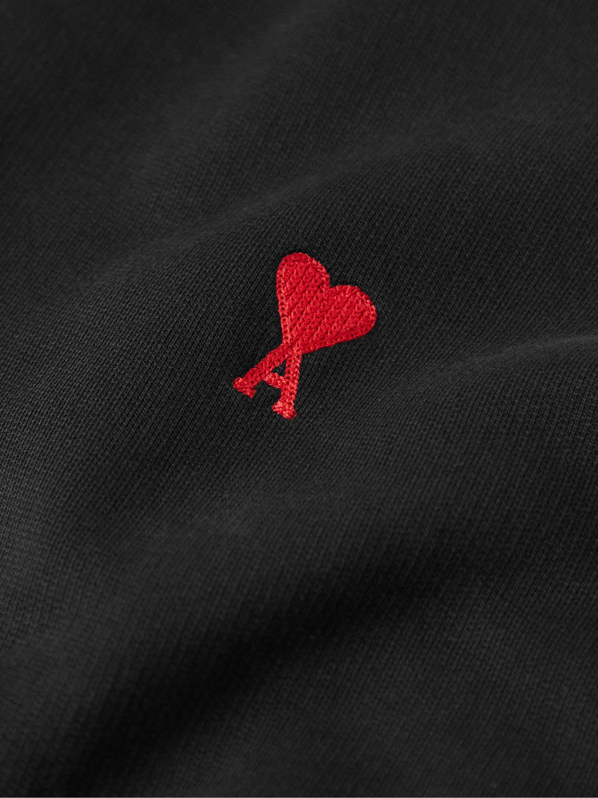 AMI PARIS Logo-Embroidered Cotton-Jersey Hoodie