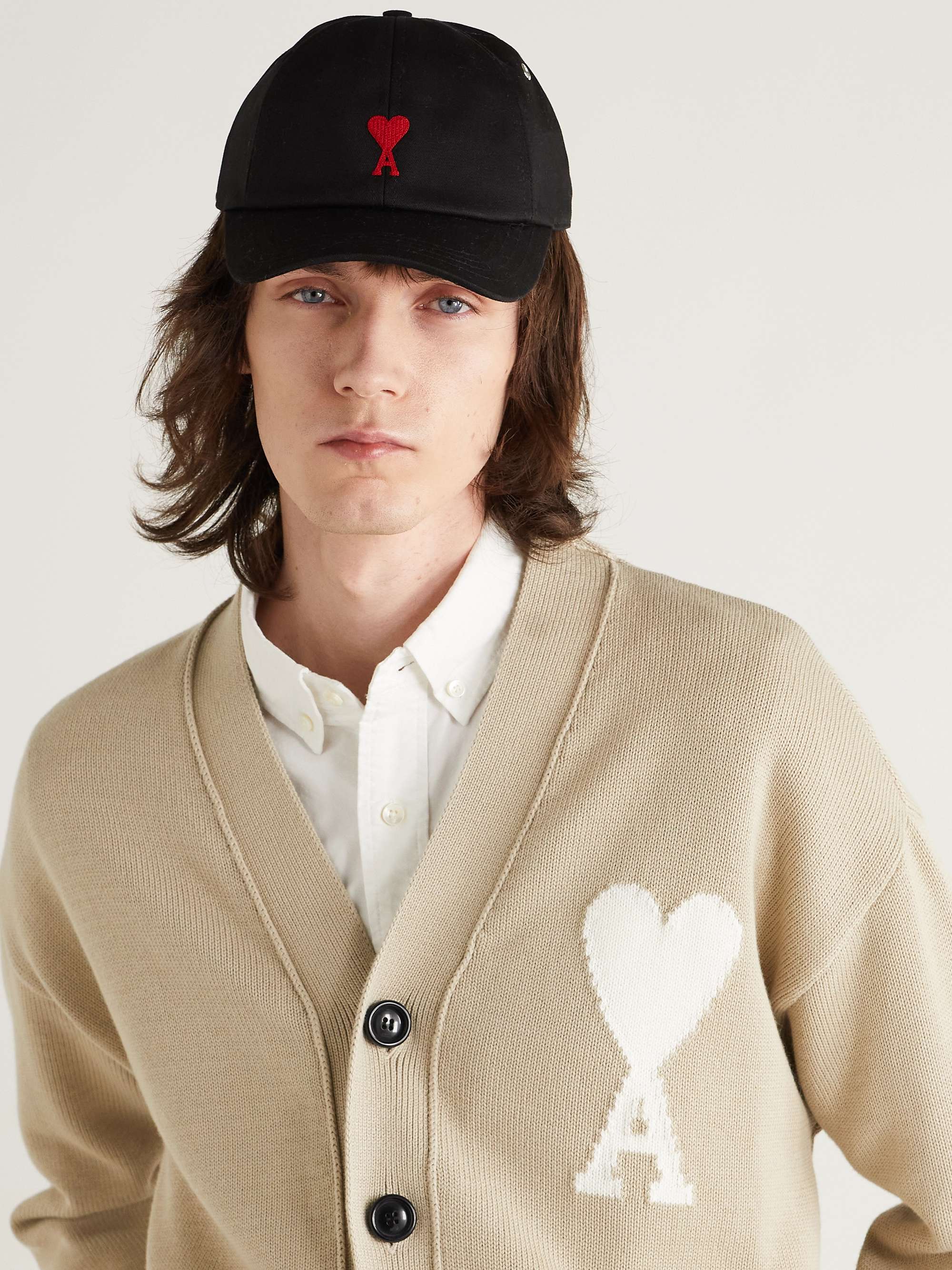 AMI PARIS Logo-Embroidered Cotton-Twill Baseball Cap