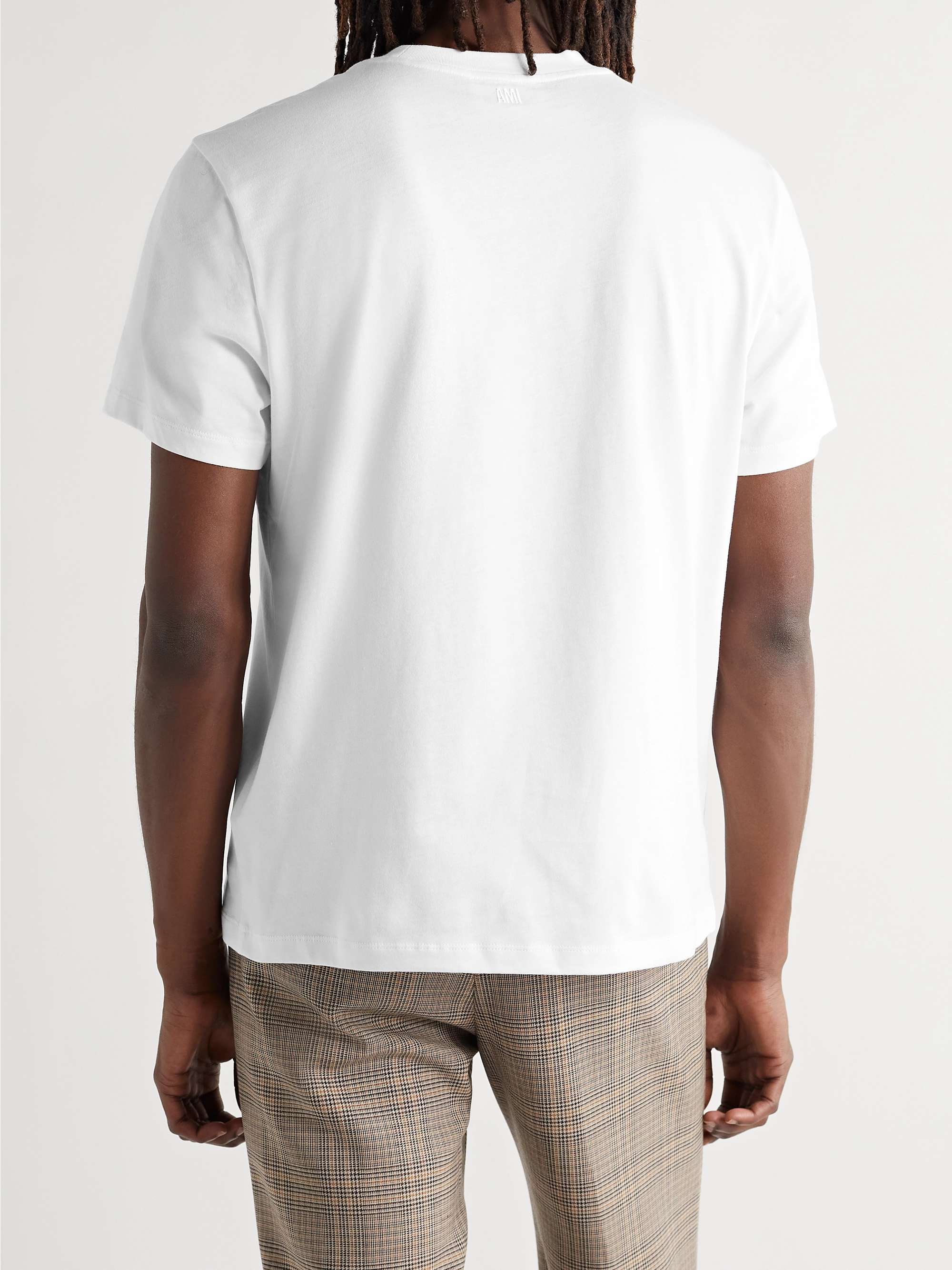 AMI PARIS Logo-Embroidered Cotton-Jersey T-Shirt