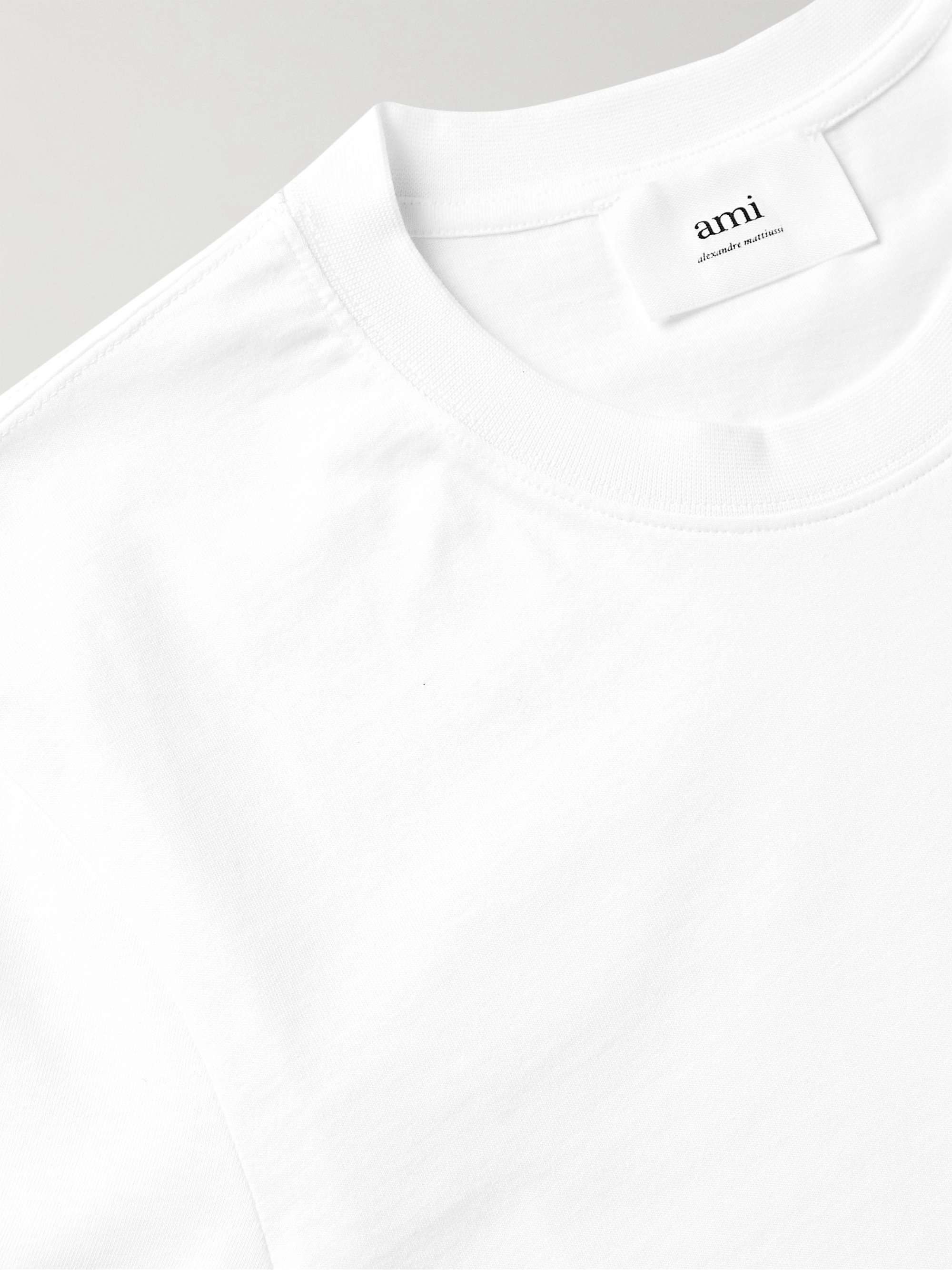 AMI PARIS Logo-Embroidered Cotton-Jersey T-Shirt