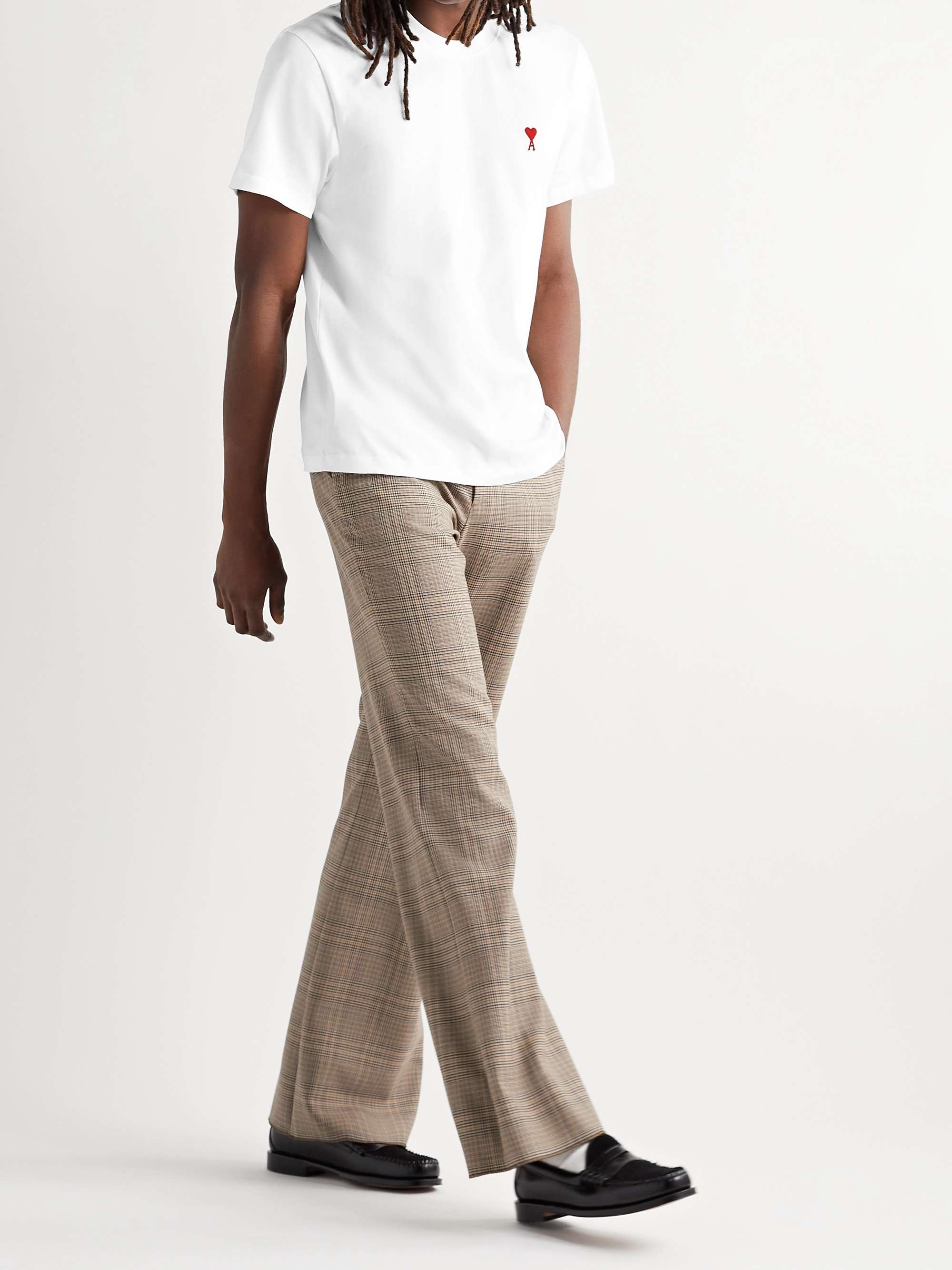 AMI PARIS Logo-Embroidered Cotton-Jersey T-Shirt