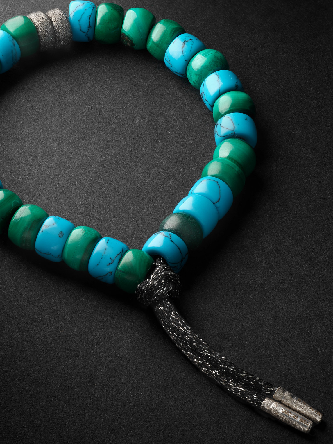 Shop Carolina Bucci Forte Beads White And Blackened Gold, Turquoise And Malachite Bracelet In Blue