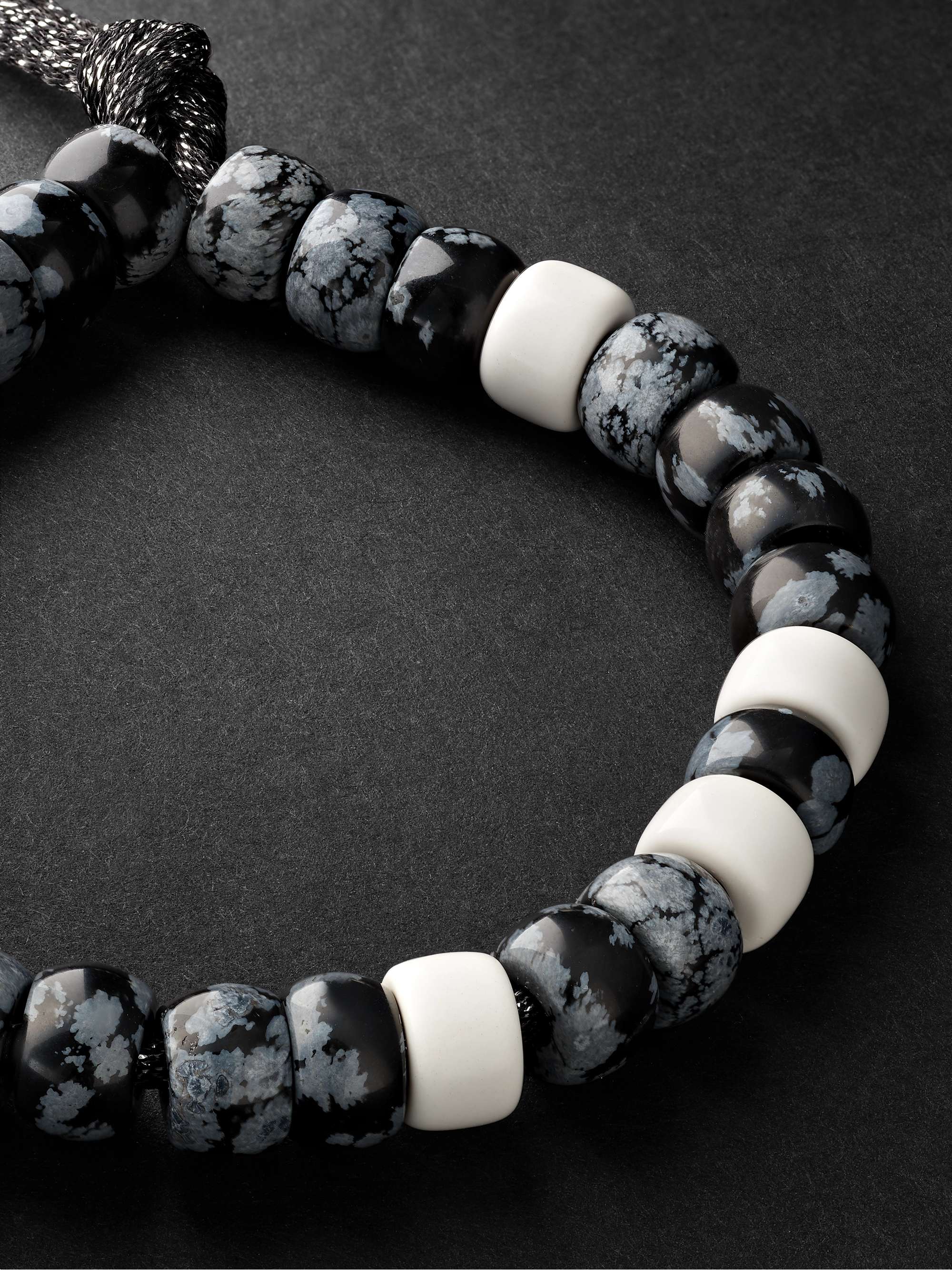 CAROLINA BUCCI Forte Beads Blackened Gold, Obsidian and Magnesite Bracelet