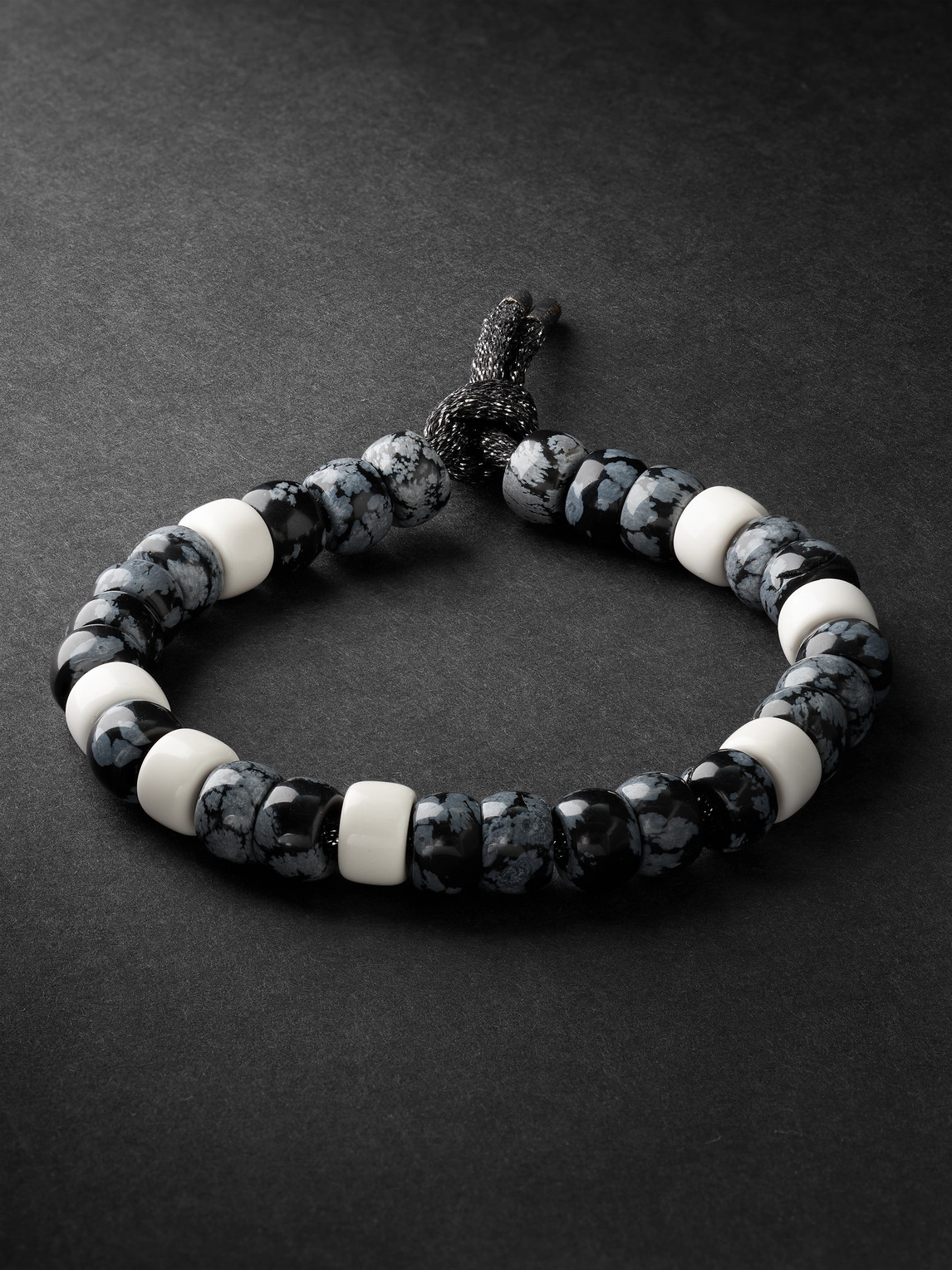 Carolina Bucci Forte Beads Blackened Gold, Obsidian And Magnesite Bracelet In Unknown