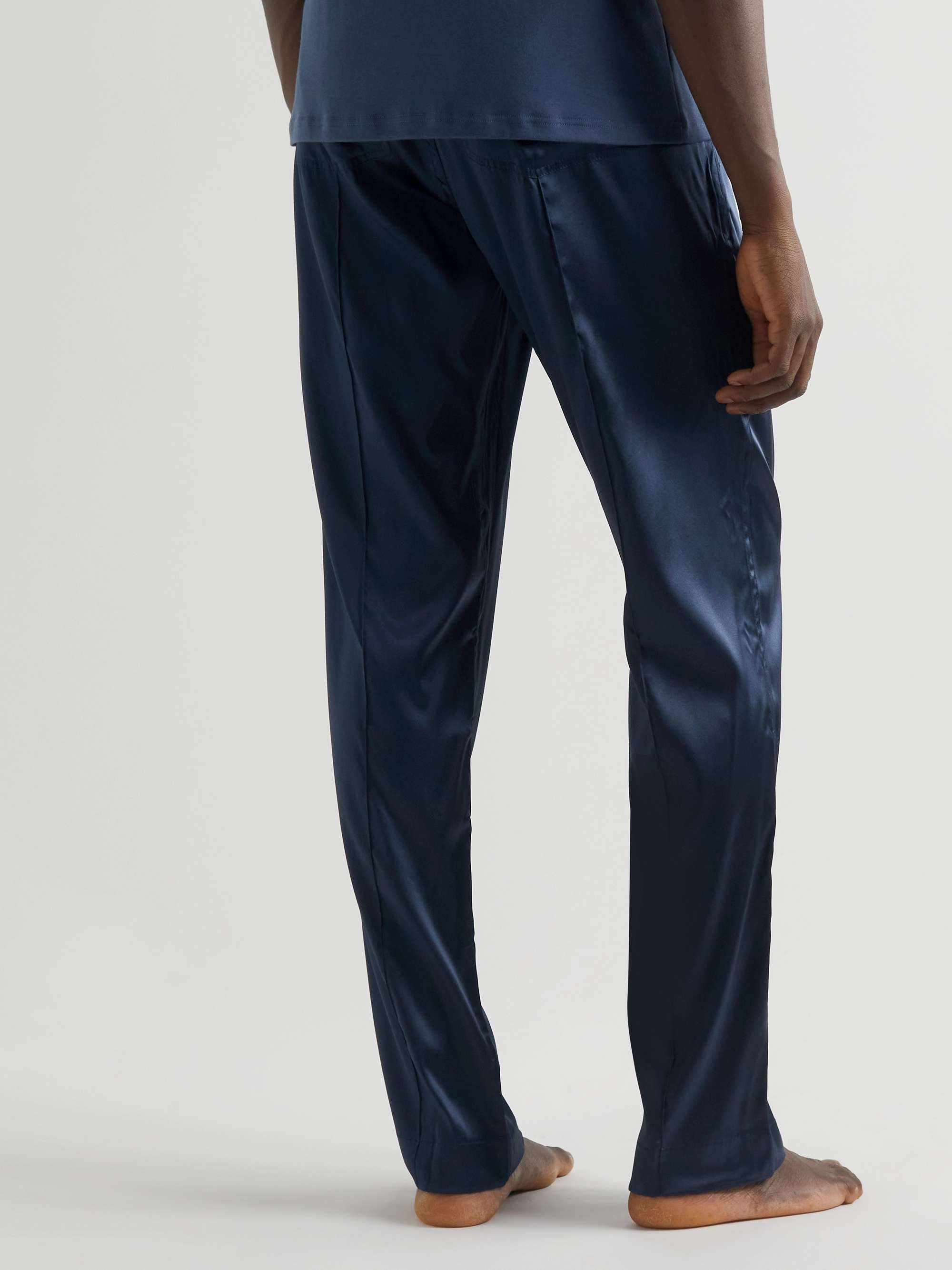 TOM FORD Velvet-Trimmed Stretch-Silk Satin Pyjama Trousers