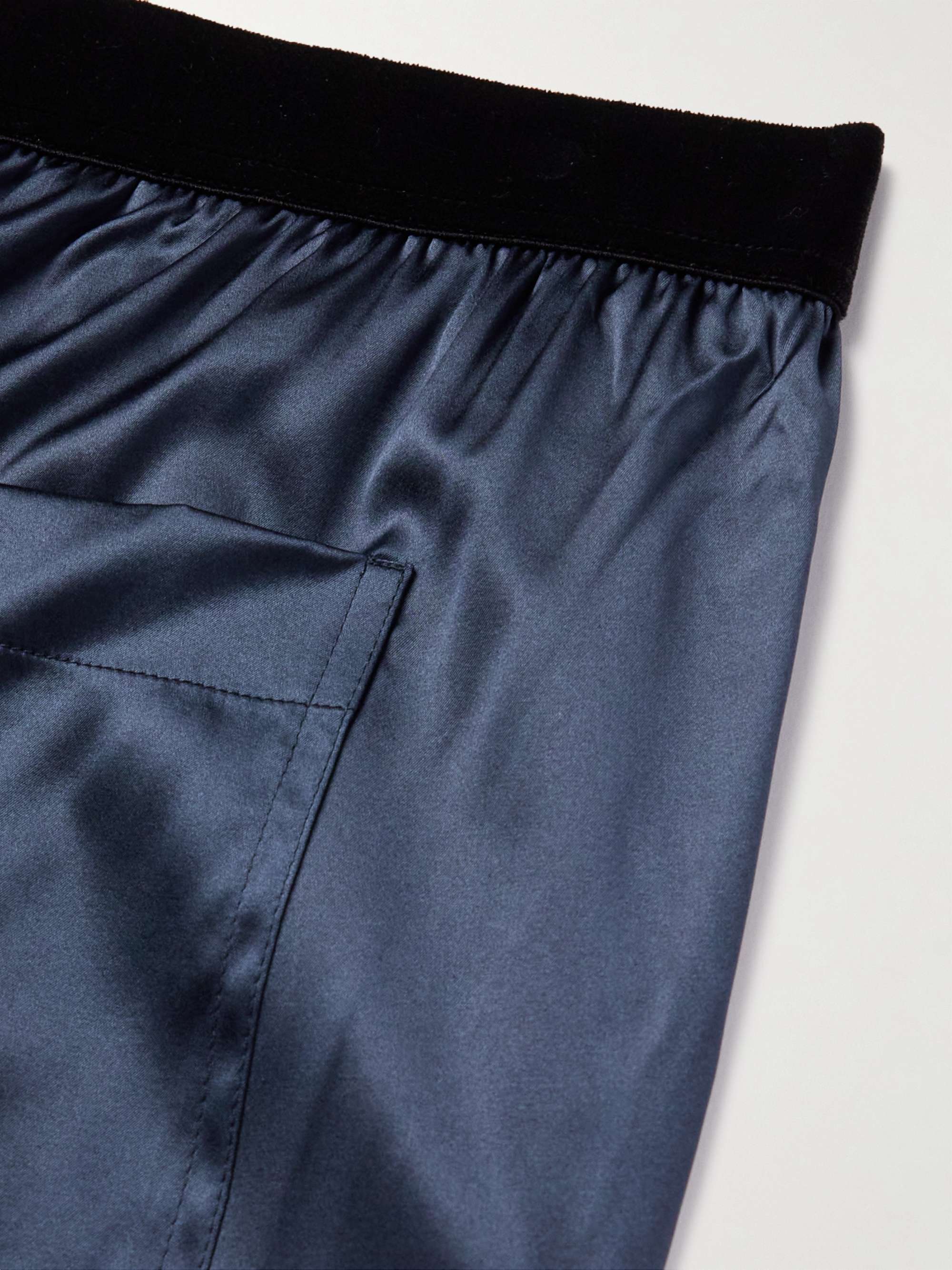 TOM FORD Velvet-Trimmed Stretch-Silk Satin Pyjama Trousers