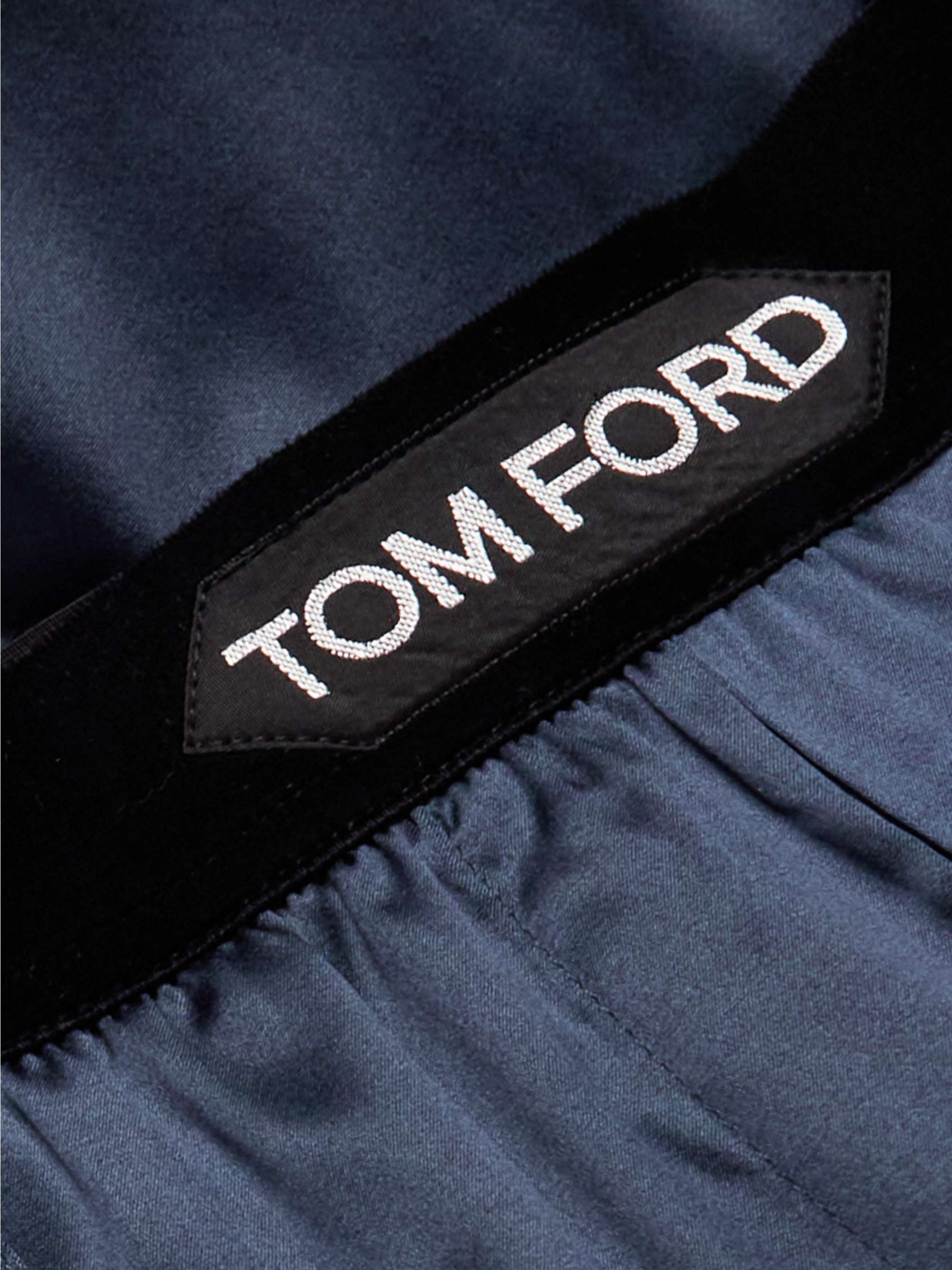 TOM FORD Velvet-Trimmed Stretch-Silk Satin Pyjama Trousers