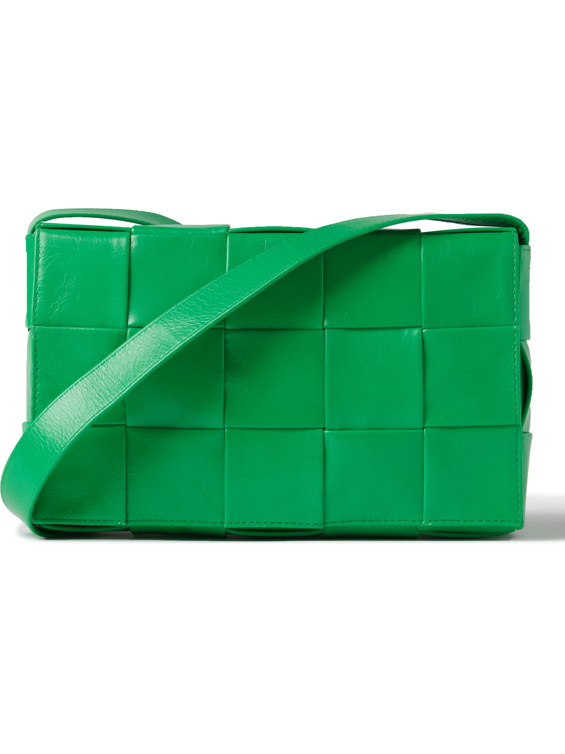 Shop Bottega Veneta Intrecciato Leather Messenger Bag In Green