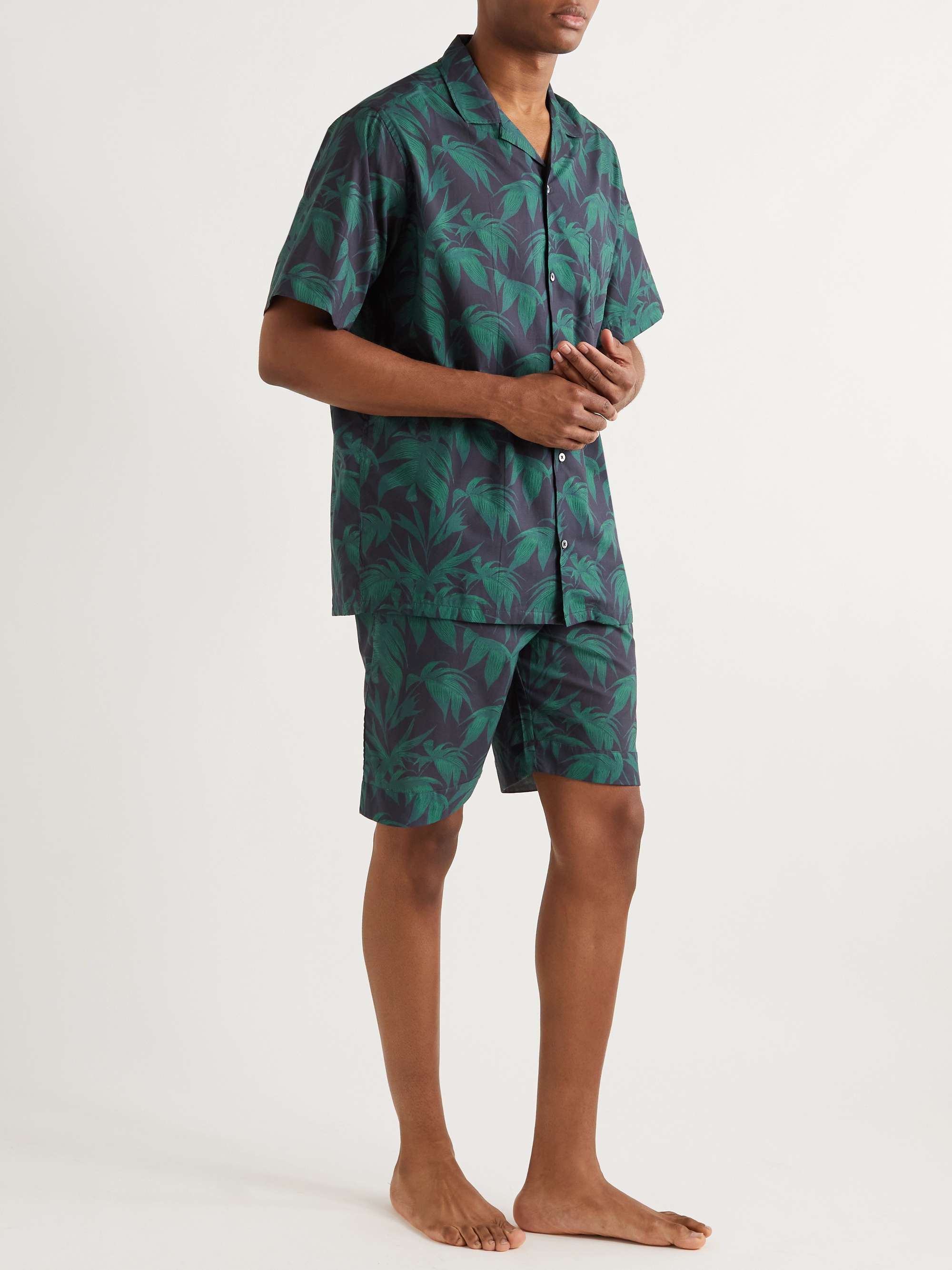 DESMOND & DEMPSEY Camp-Collar Printed Cotton Shirt