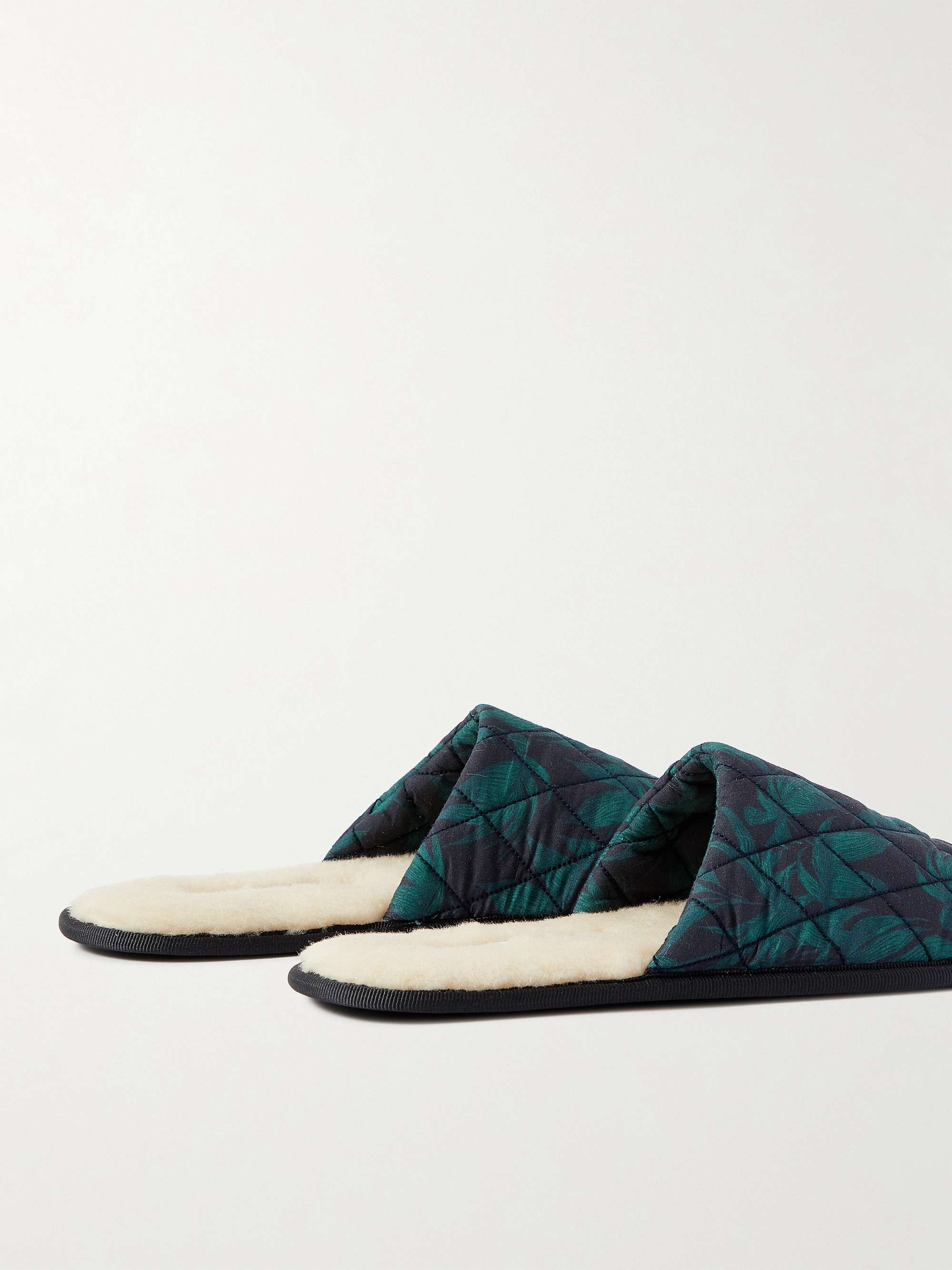DESMOND & DEMPSEY Byron Wool-Lined Quilted Printed Cotton Slippers
