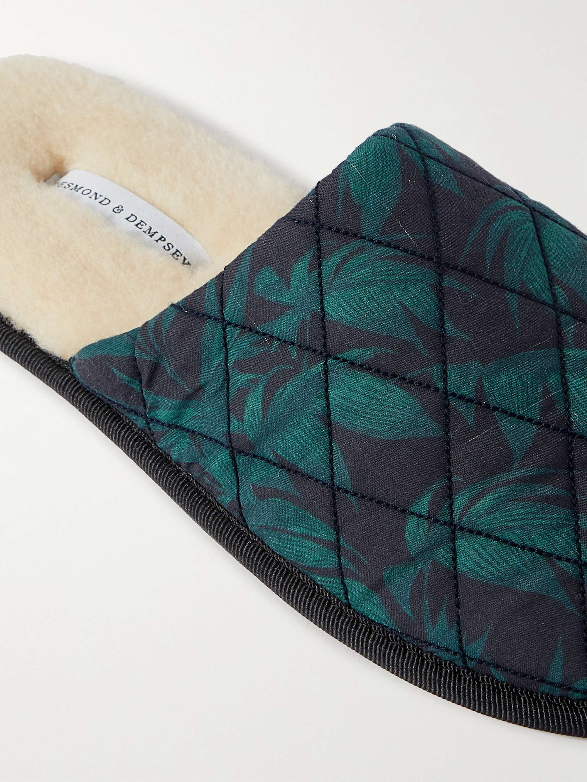 DESMOND & DEMPSEY Byron Wool-Lined Quilted Printed Cotton Slippers