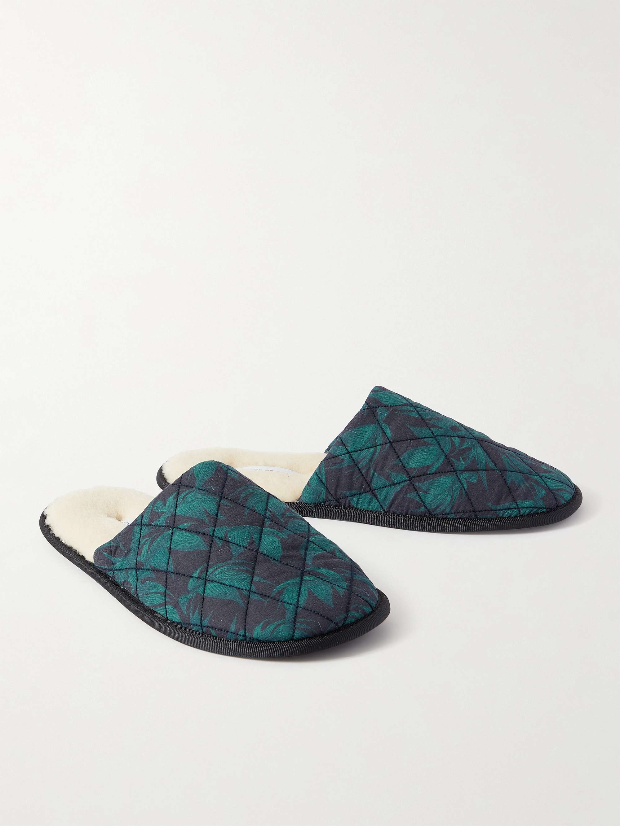 DESMOND & DEMPSEY Byron Wool-Lined Quilted Printed Cotton Slippers