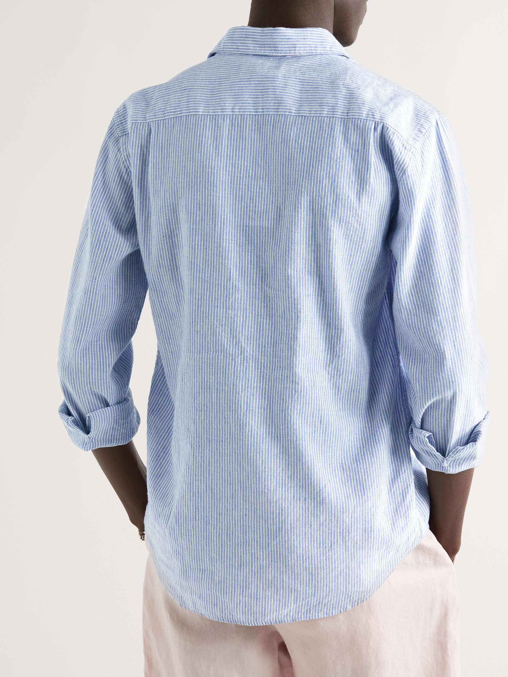 ORLEBAR BROWN Giles Striped Linen and Cotton-Blend Shirt