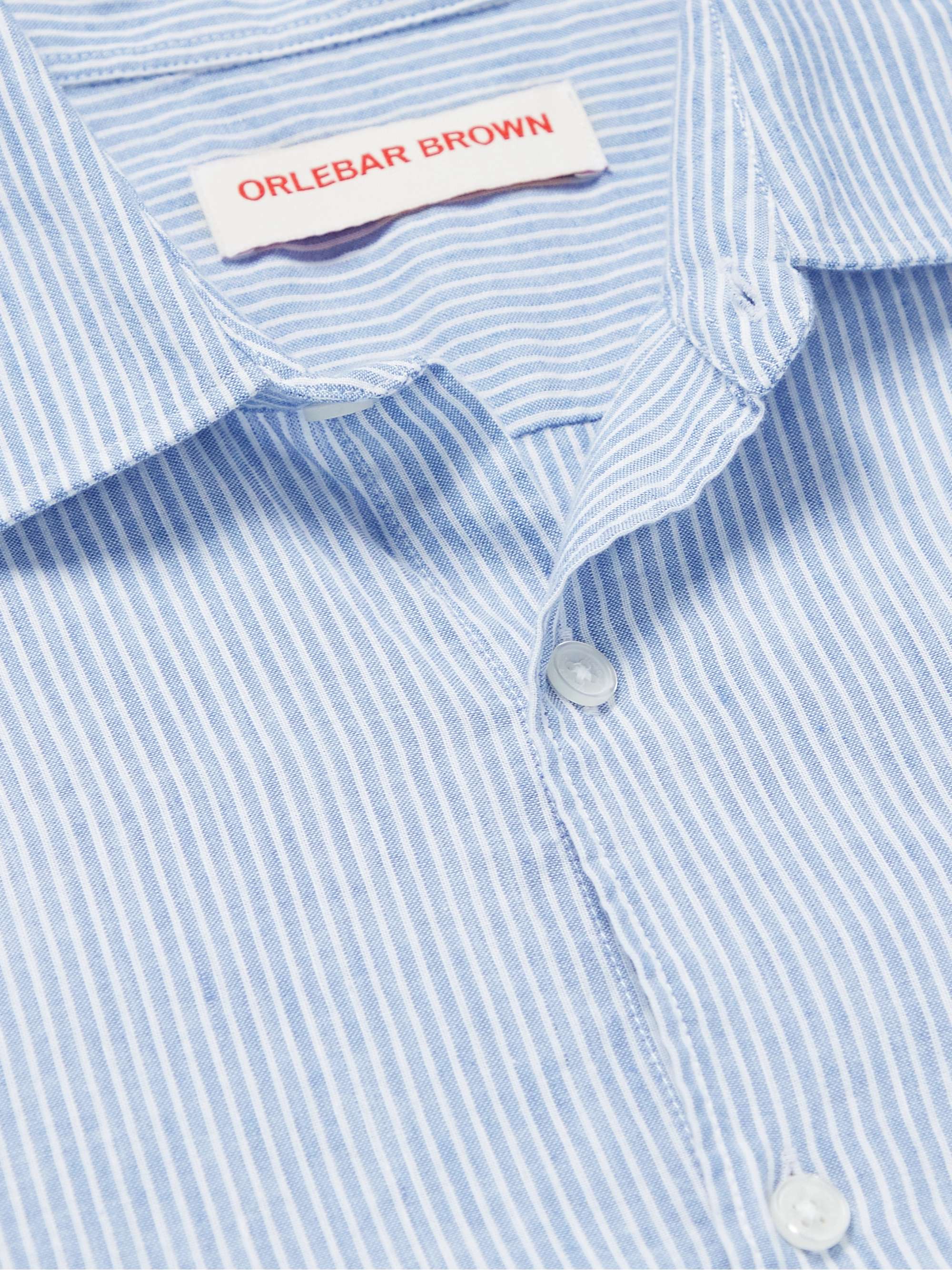 ORLEBAR BROWN Giles Striped Linen and Cotton-Blend Shirt