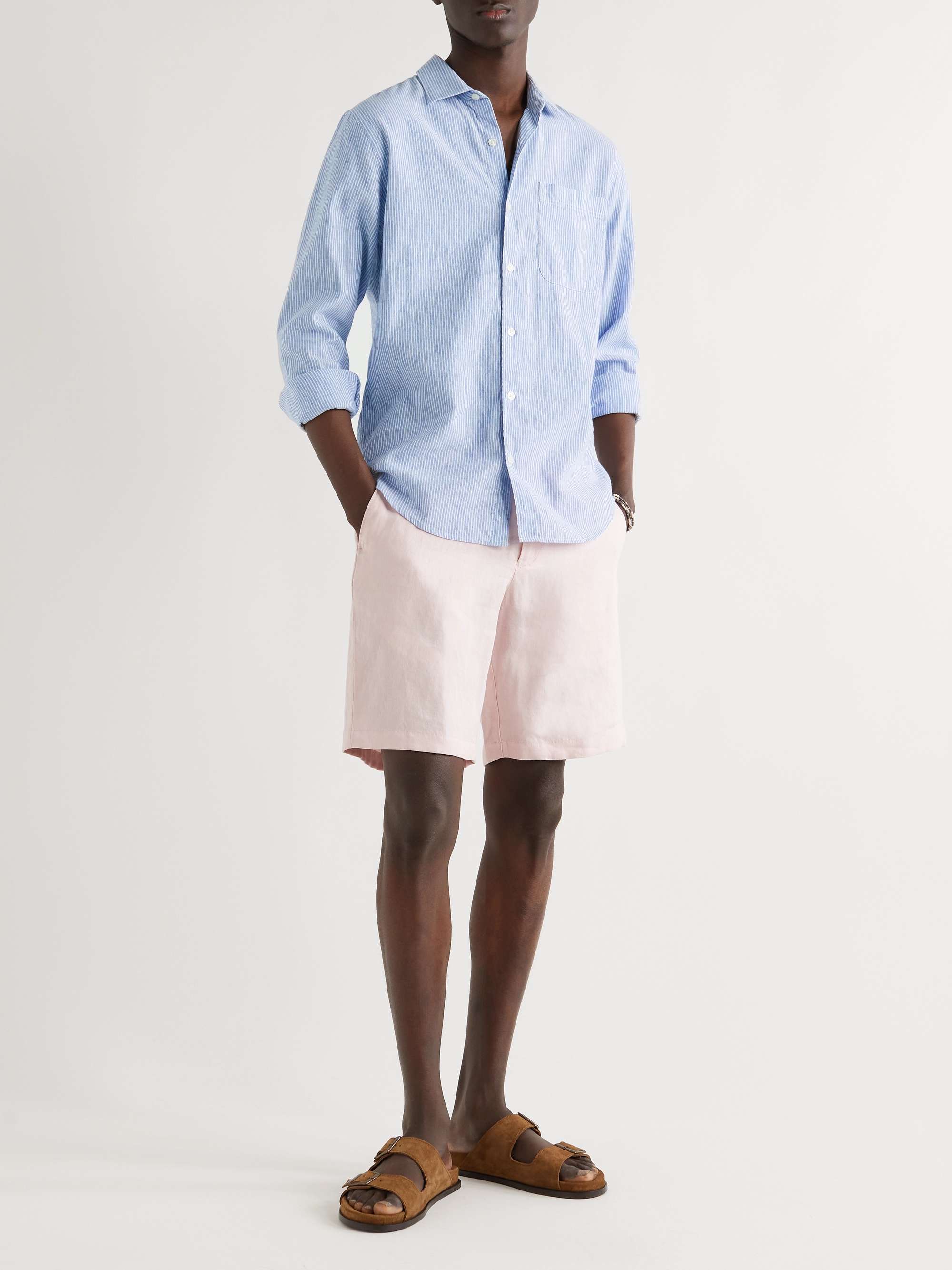 ORLEBAR BROWN Giles Striped Linen and Cotton-Blend Shirt