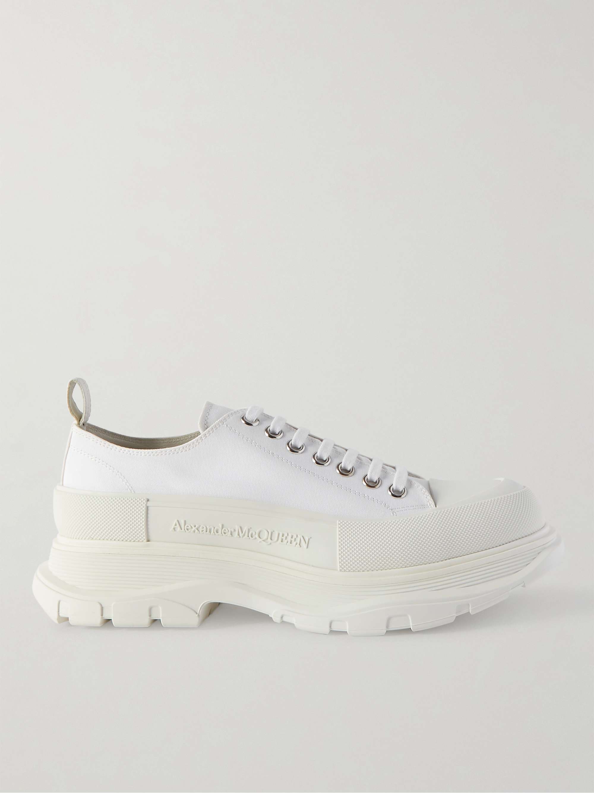 White Exaggerated-Sole Rubber-Trimmed Canvas Sneakers | ALEXANDER MCQUEEN |  MR PORTER