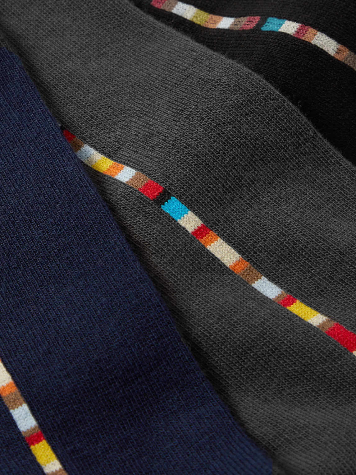 Shop Paul Smith Three-pack Striped Stretch Cotton-blend Socks In Multi