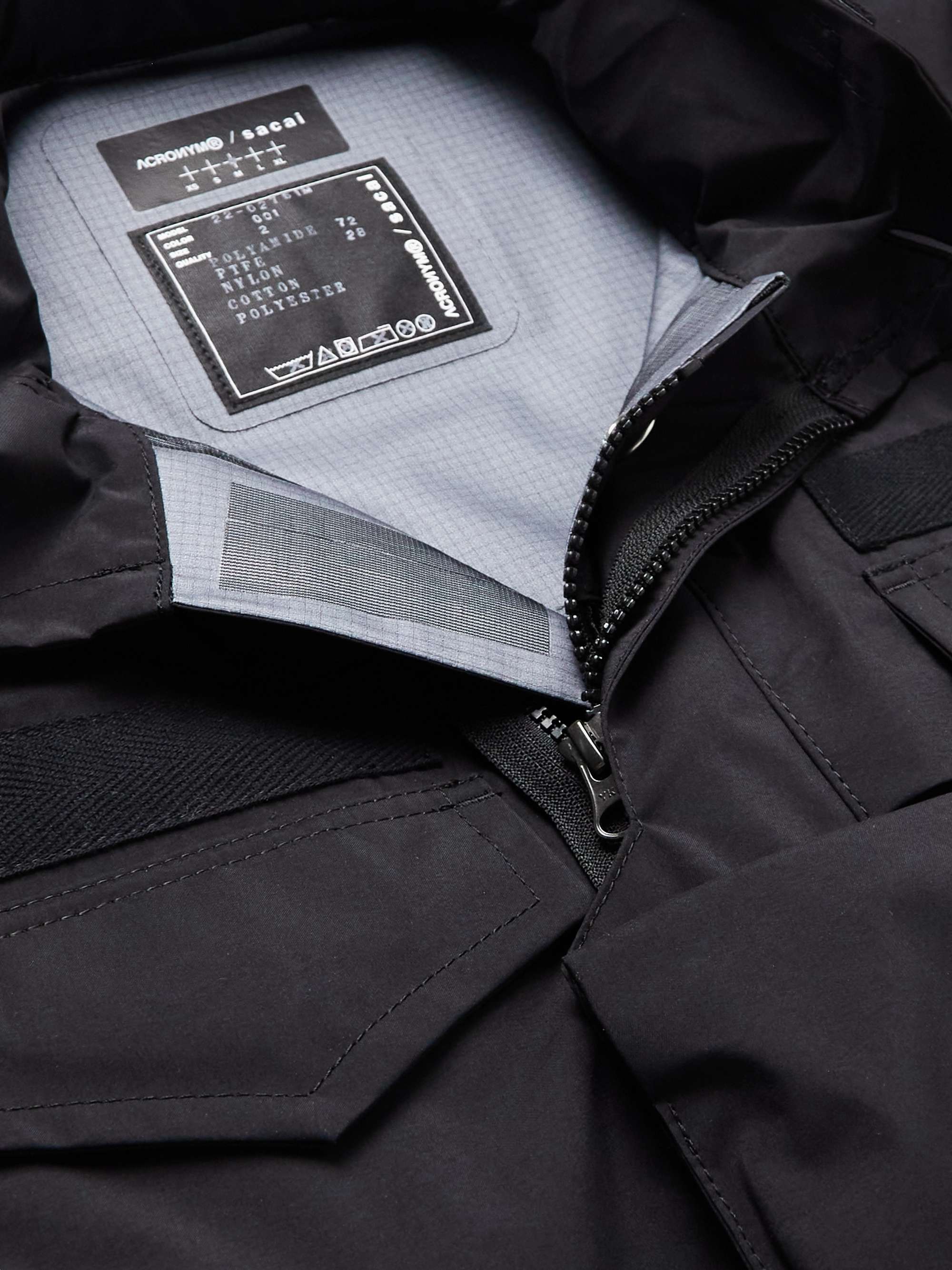 SACAI + ACRONYM Webbing-Trimmed Shell Hooded Jacket
