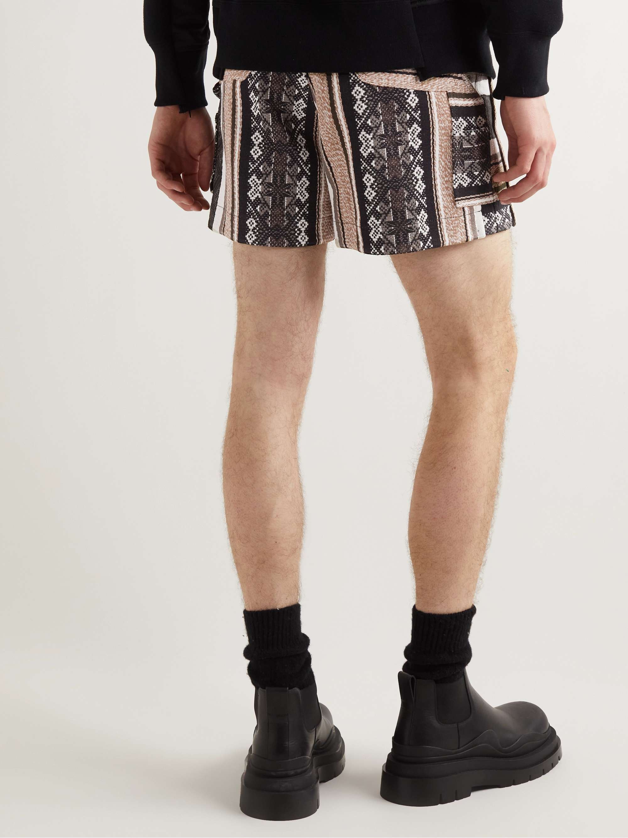 SACAI Straight-Leg Belted Cotton-Jacquard Shorts