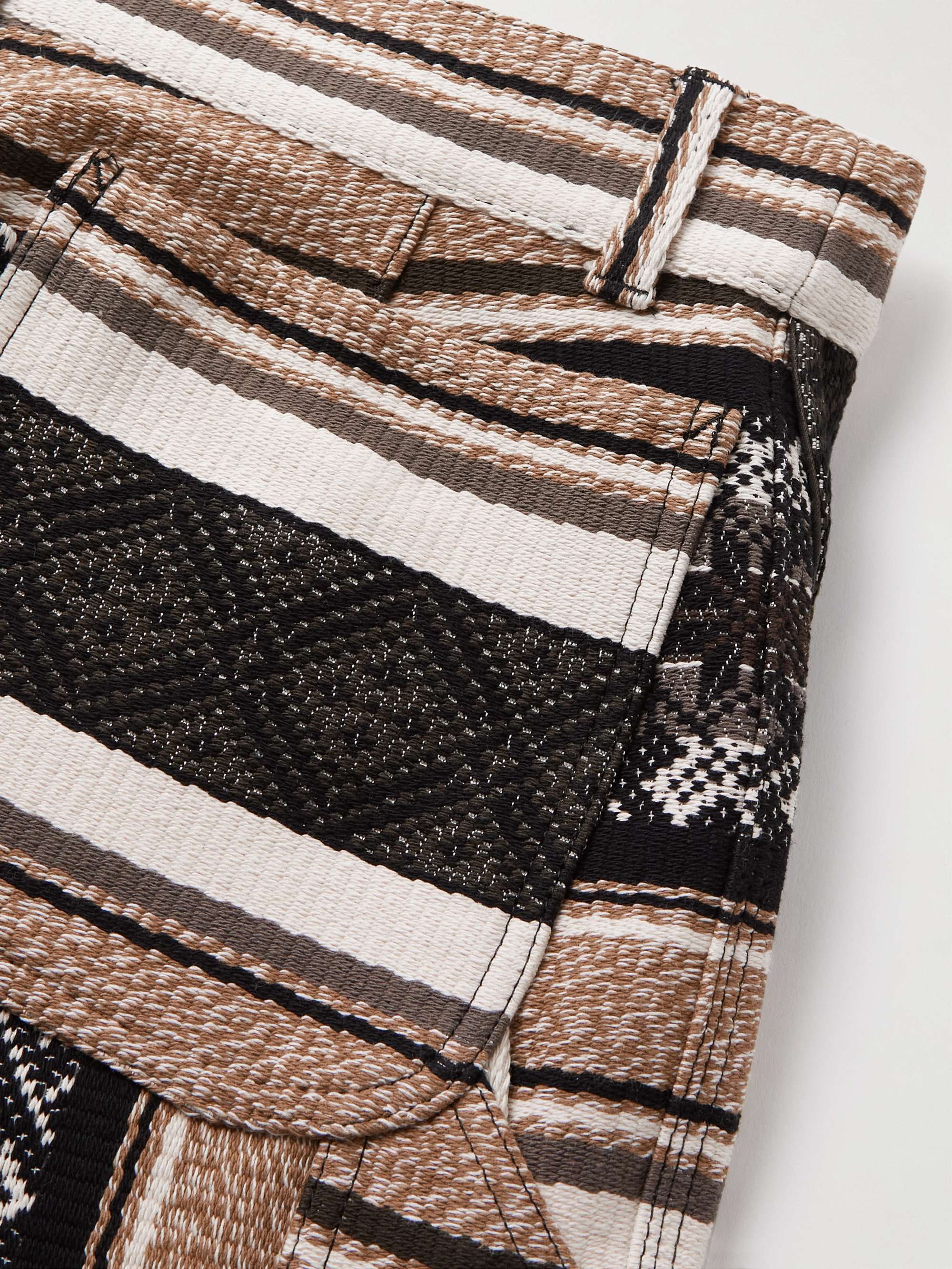 SACAI Straight-Leg Belted Cotton-Jacquard Shorts