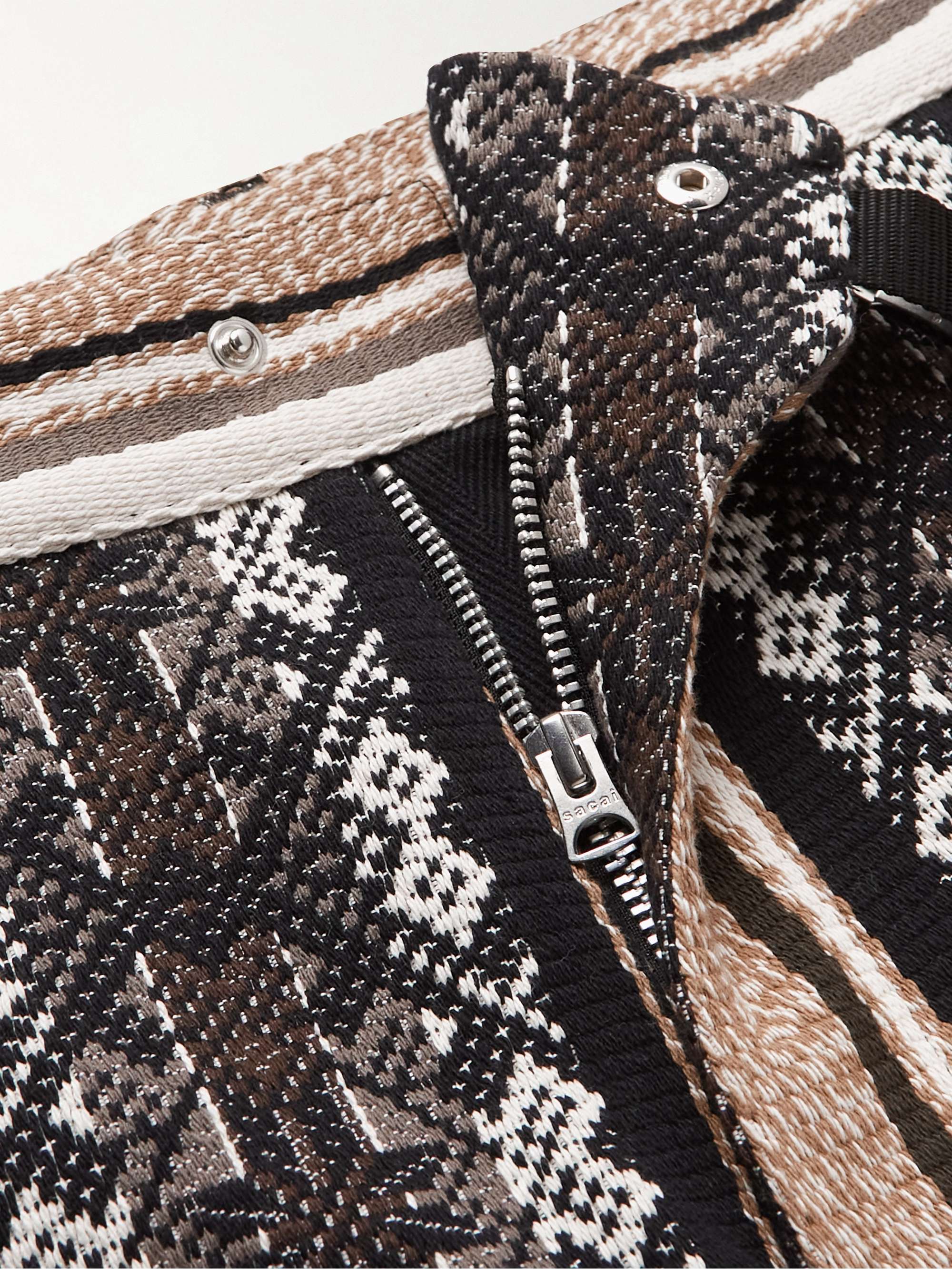 SACAI Straight-Leg Belted Cotton-Jacquard Shorts