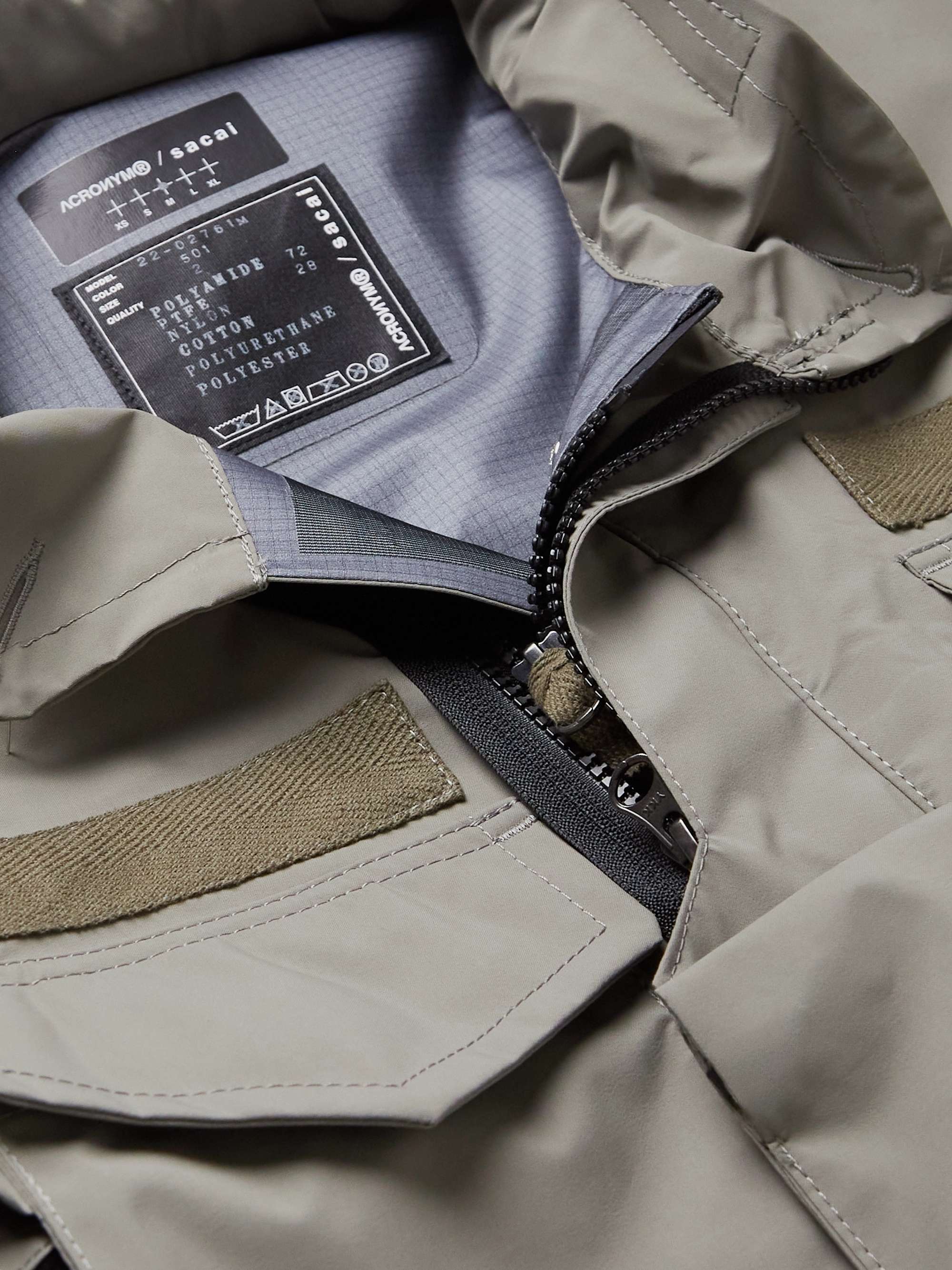 SACAI + ACRONYM Webbing-Trimmed Shell Hooded Jacket