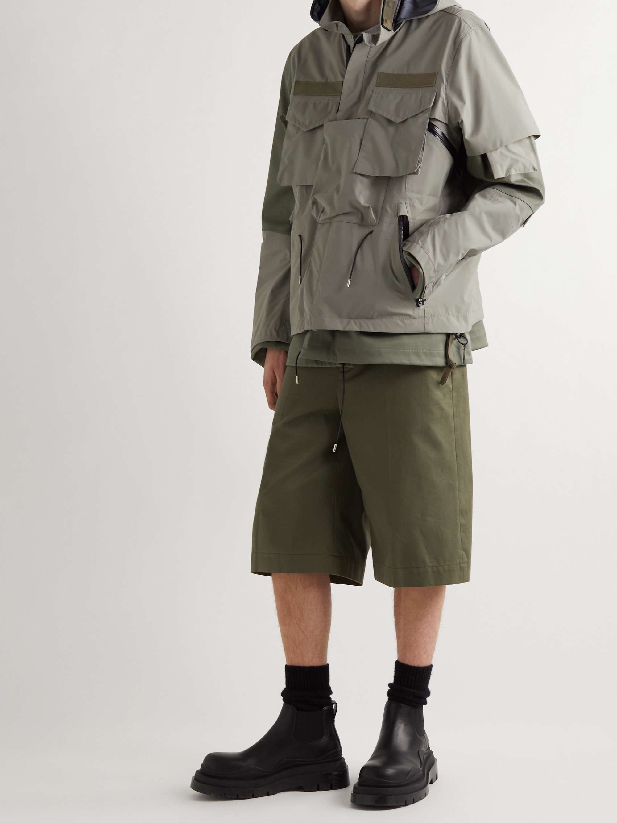 SACAI + ACRONYM Webbing-Trimmed Shell Hooded Jacket