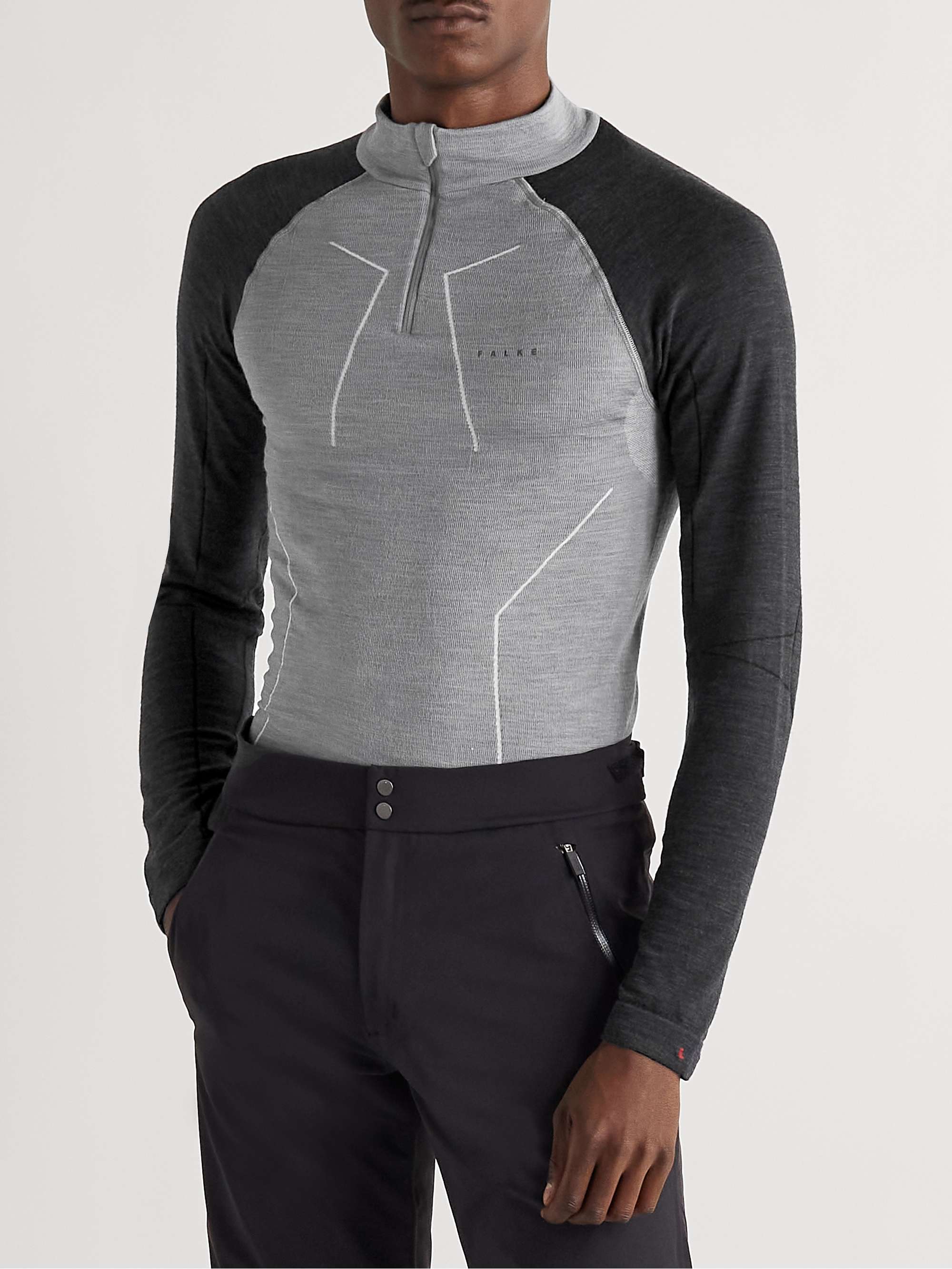 FALKE ERGONOMIC SPORT SYSTEM Stretch Tech Merino Wool-Blend Half-Zip Top
