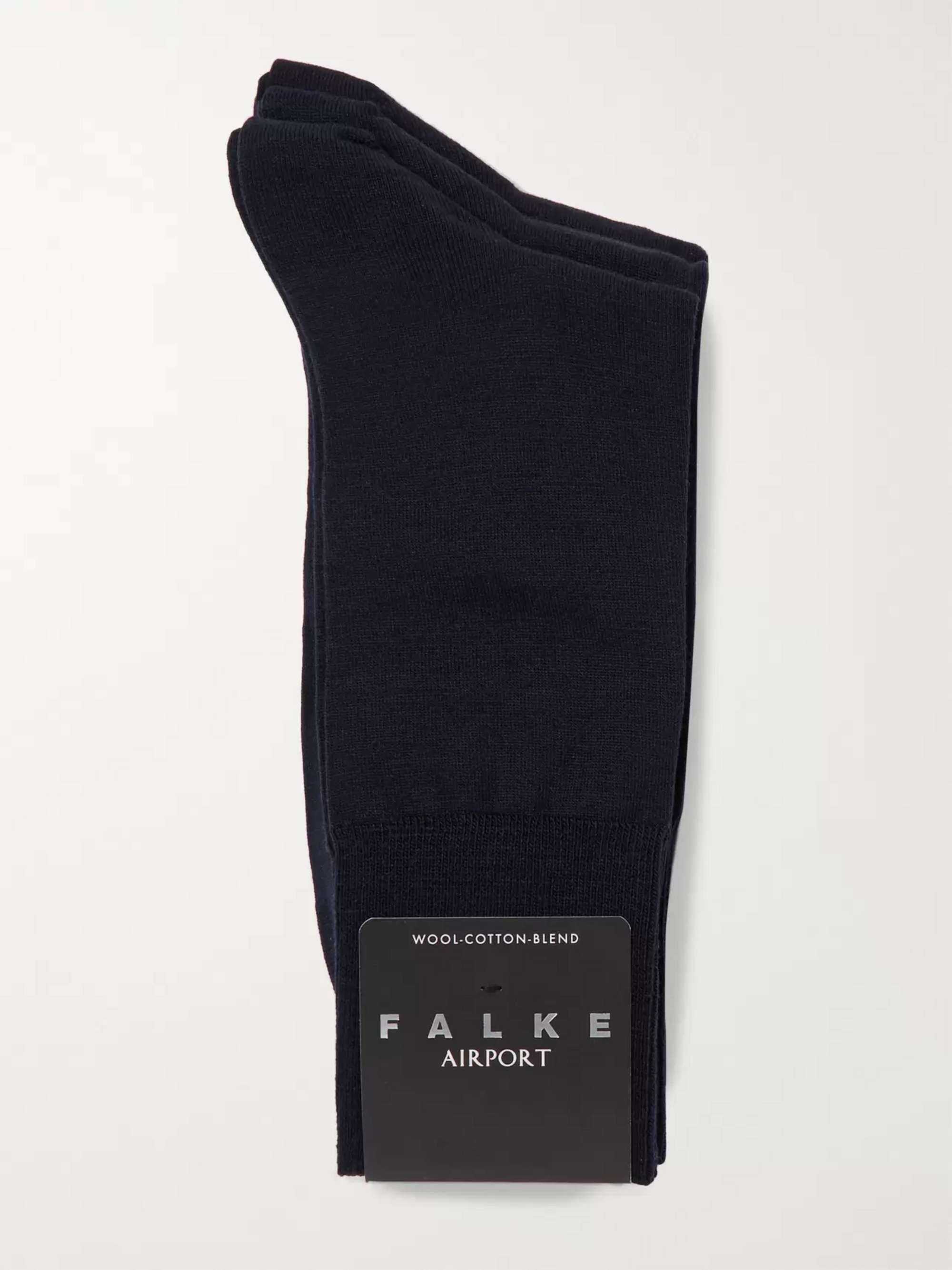 FALKE Three-Pack Airport Virgin Wool-Blend Socks